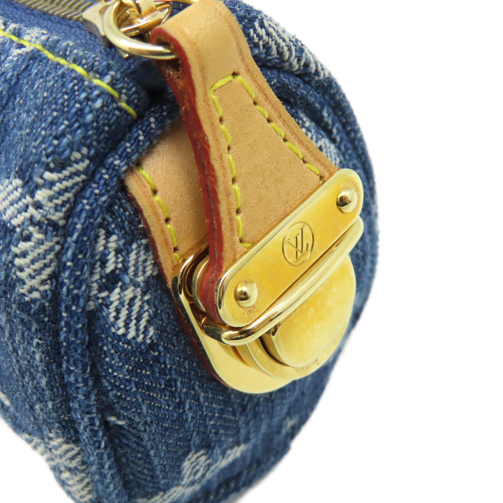LOUIS VUITTON Monogram Denim Trousse Speedy Pouch Charm金扣掛飾藍色