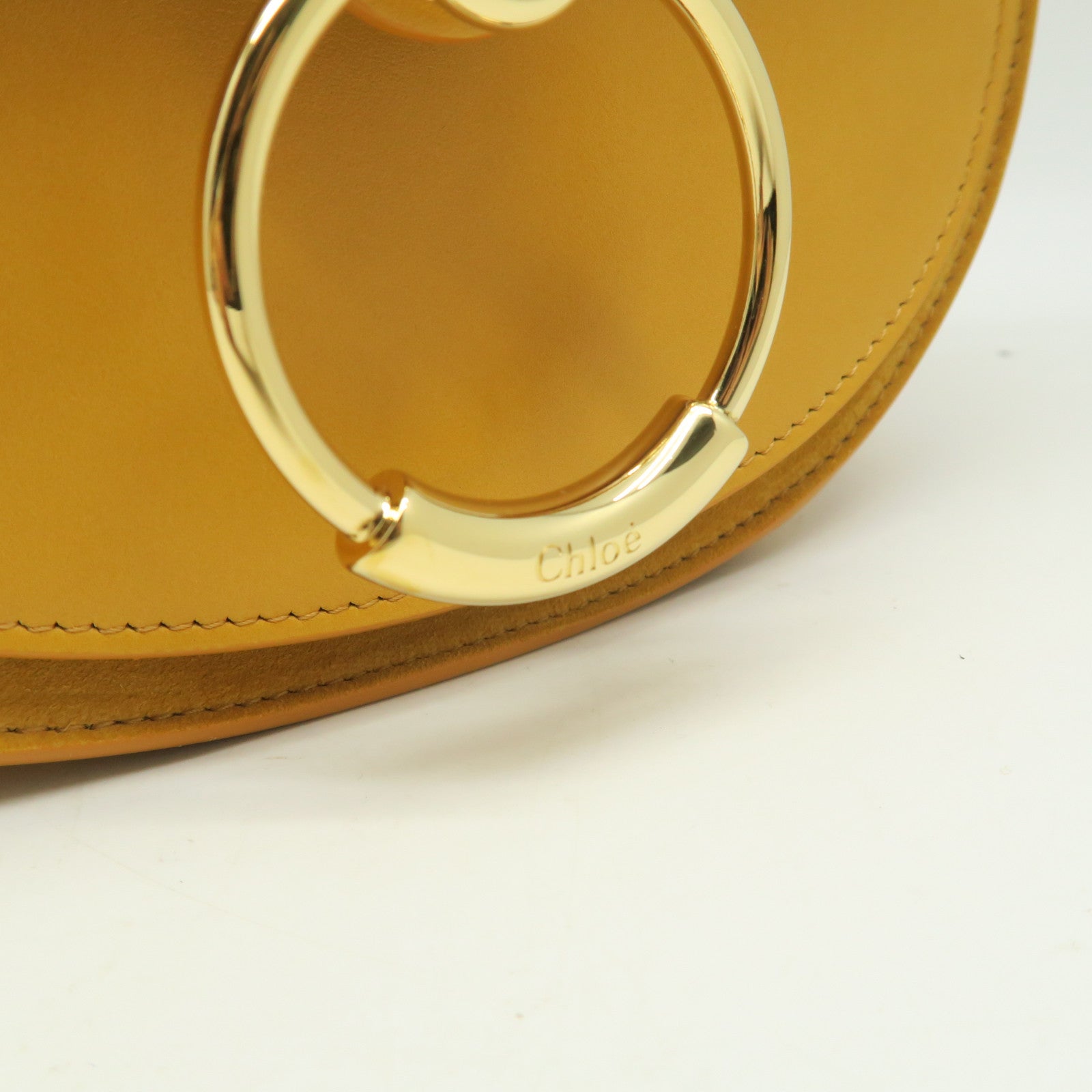 Chloe Cowhide Leather Small Tess Crossbody Bag Gold Buckle Handle Shoulder Back Dual-purpose Bag Yellow