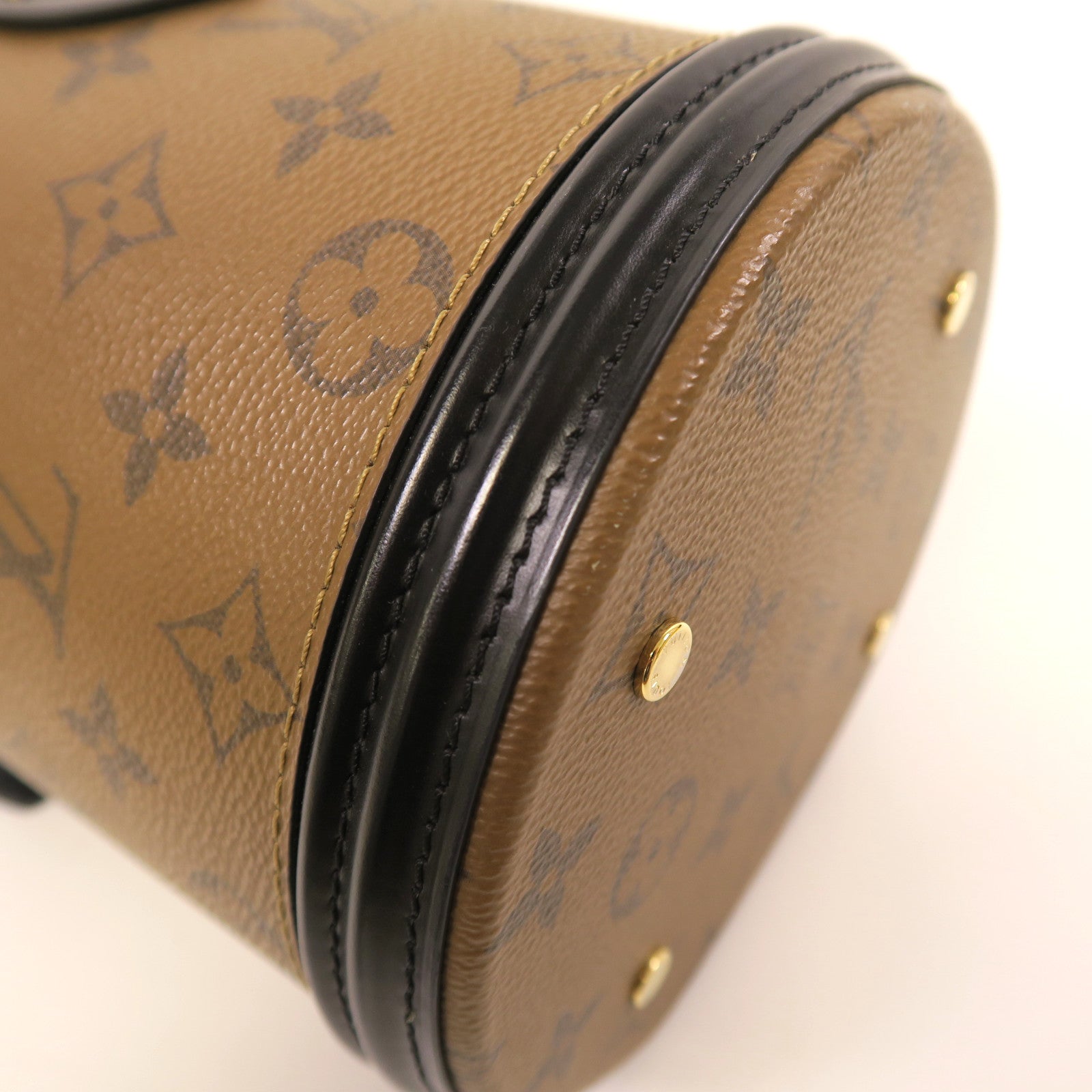 LOUIS VUITTON Monogram Reverse Cannes金扣手挽肩背兩用袋啡色/黑色