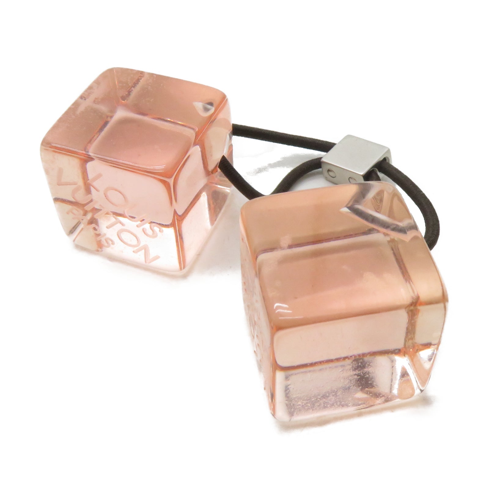 LOUIS VUITTON PVC Hair Cube銀扣髮圈粉紅色