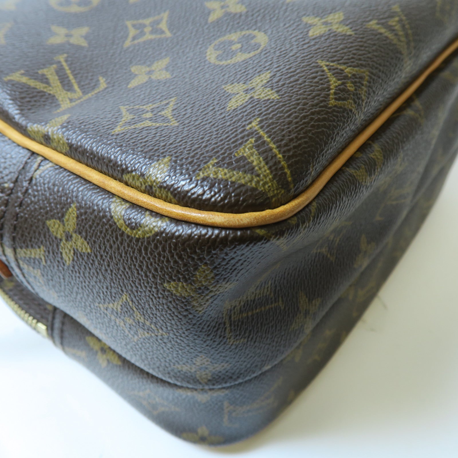 LOUIS VUITTON Monogram Reporter PM金扣肩背袋啡色