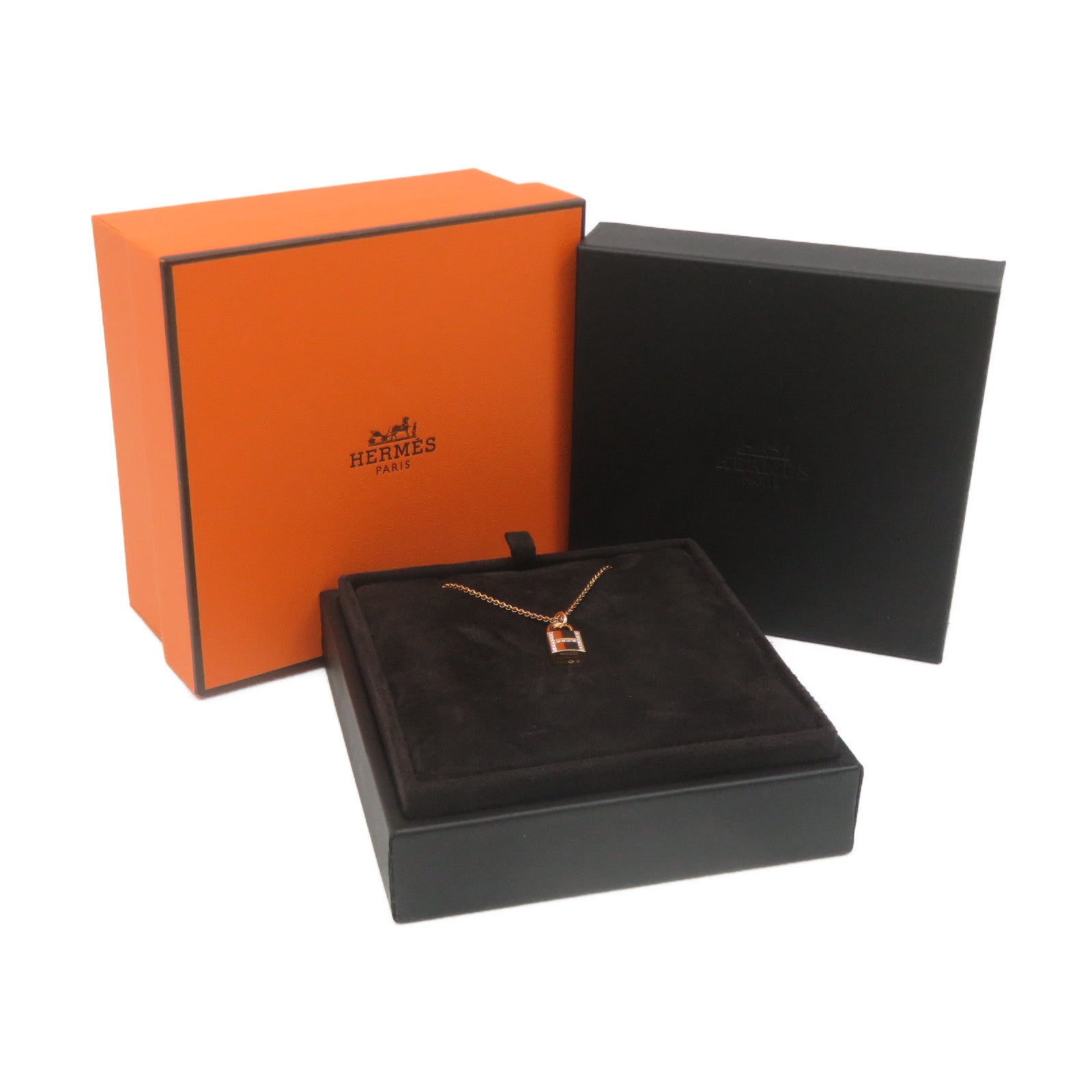 HERMES 18K玫瑰金Kelly Cadenas Pendant Necklace項鏈