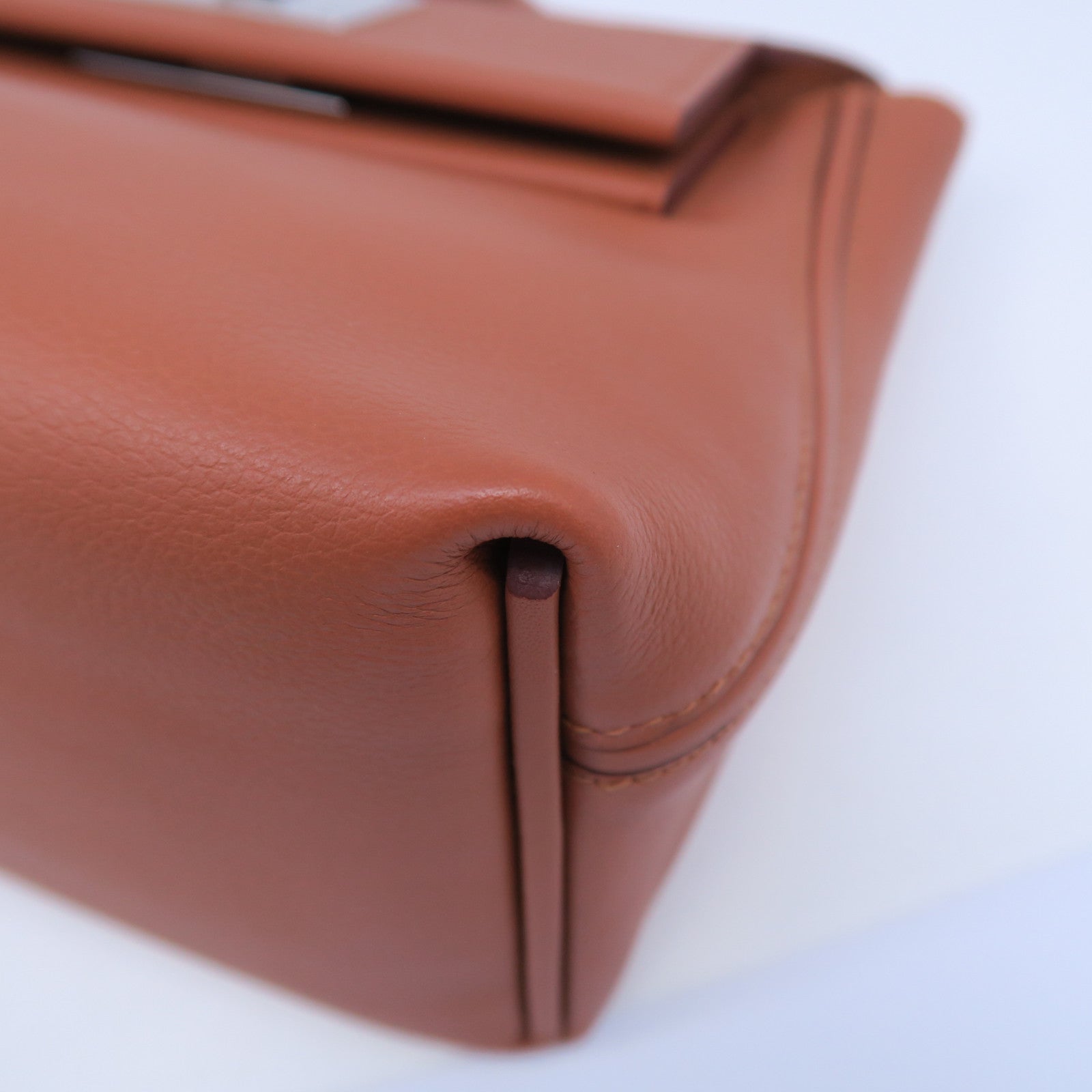HERMES Evercolor皮革Mini 24/24銀扣手挽肩背兩用袋經典駝色