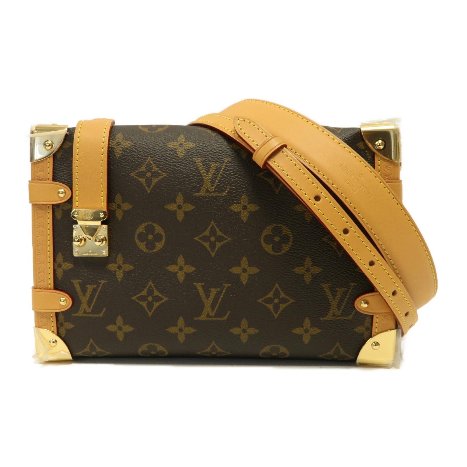 LOUIS VUITTON Monogram Side Trunk MM金扣手挽肩背兩用袋啡色