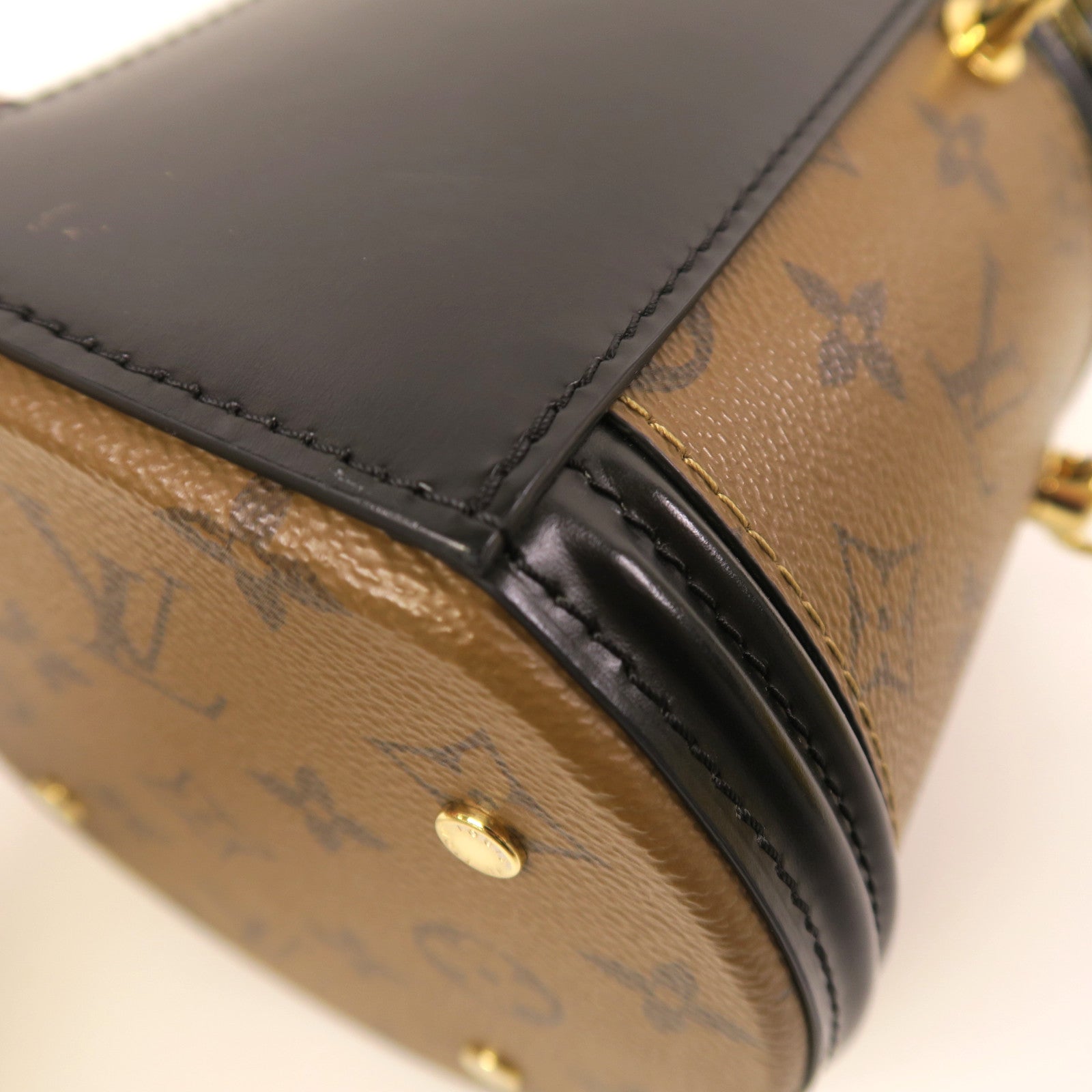 LOUIS VUITTON Monogram Reverse Cannes金扣手挽肩背兩用袋啡色/黑色