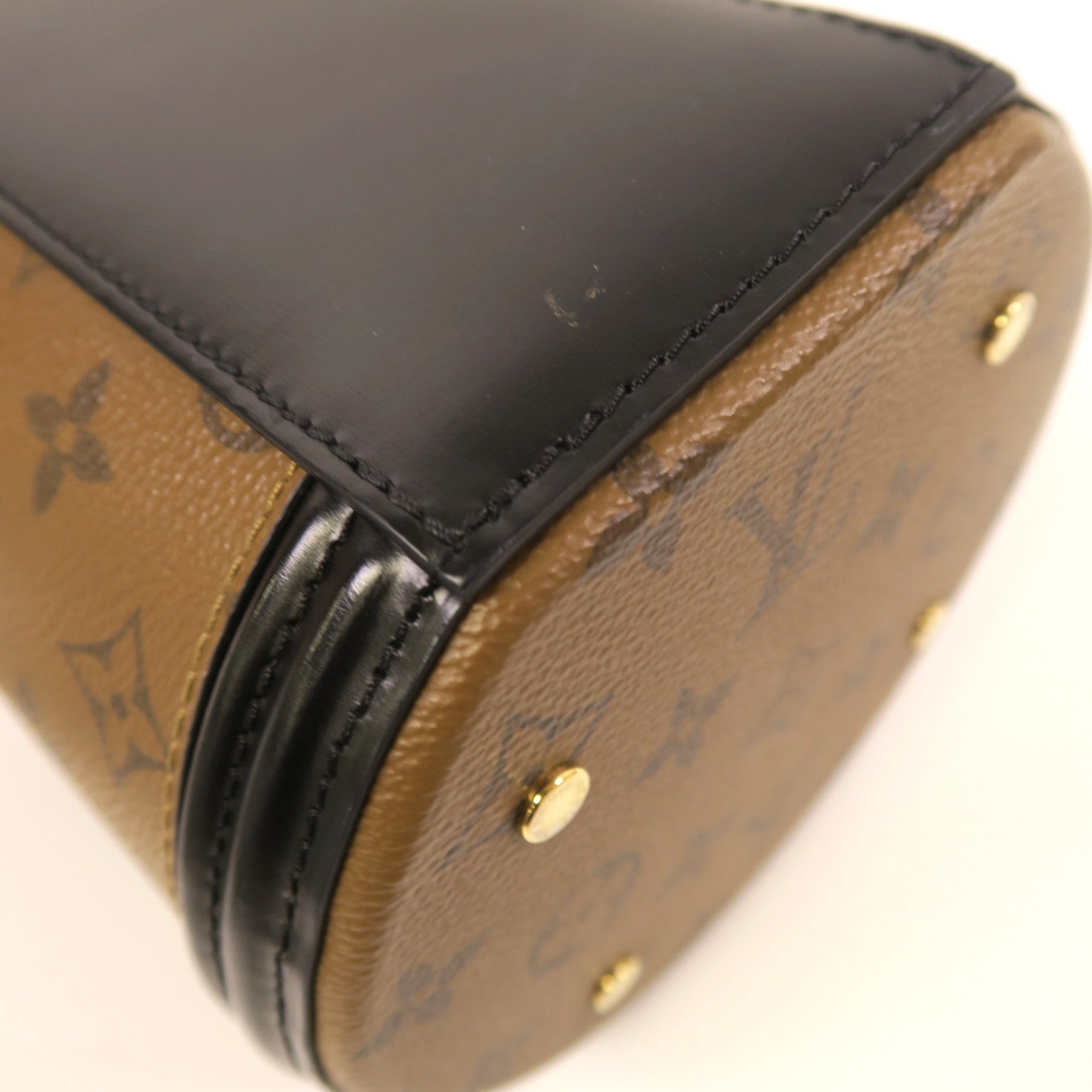 LOUIS VUITTON Monogram Reverse Cannes金扣手挽肩背兩用袋啡色/黑色