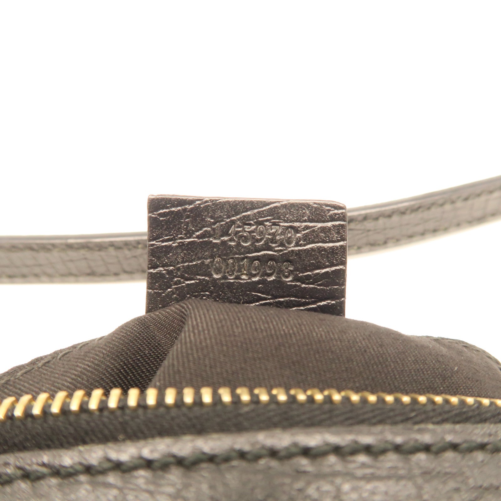 GUCCI Canvas Pouch Shoulder Gold Buckle Shoulder Bag Black