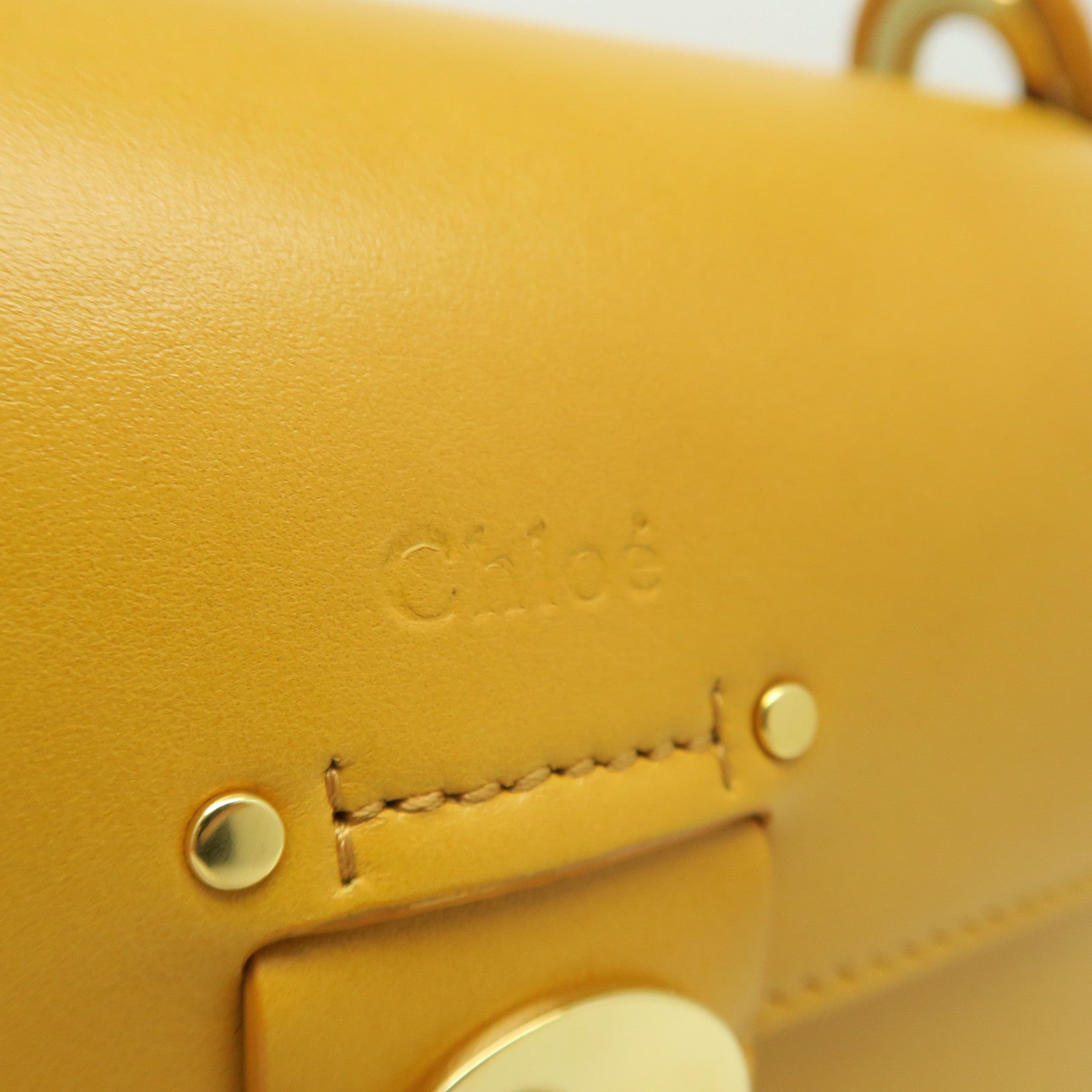 Chloe Cowhide Leather Small Tess Crossbody Bag Gold Buckle Handle Shoulder Back Dual-purpose Bag Yellow