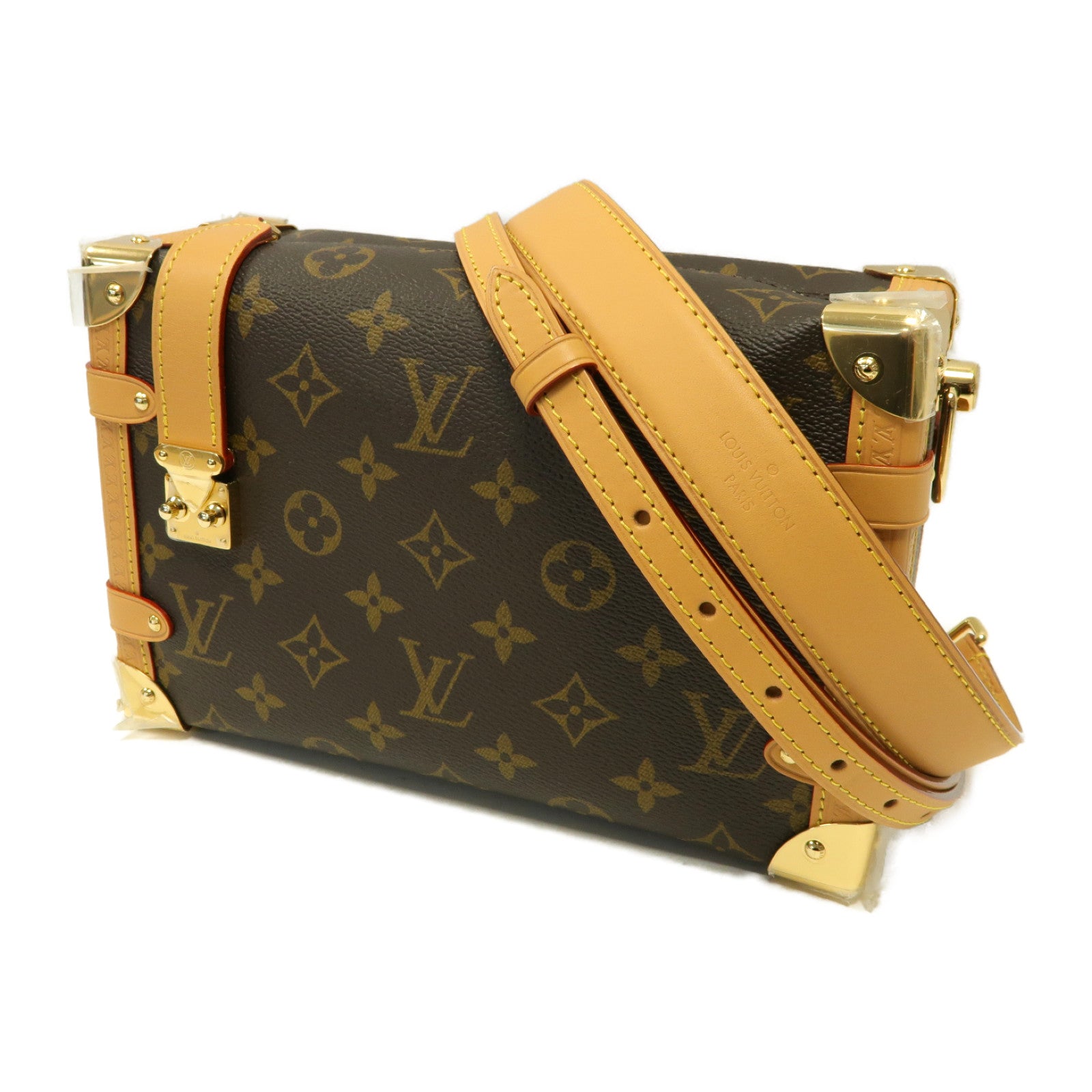 LOUIS VUITTON Monogram Side Trunk MM金扣手挽肩背兩用袋啡色