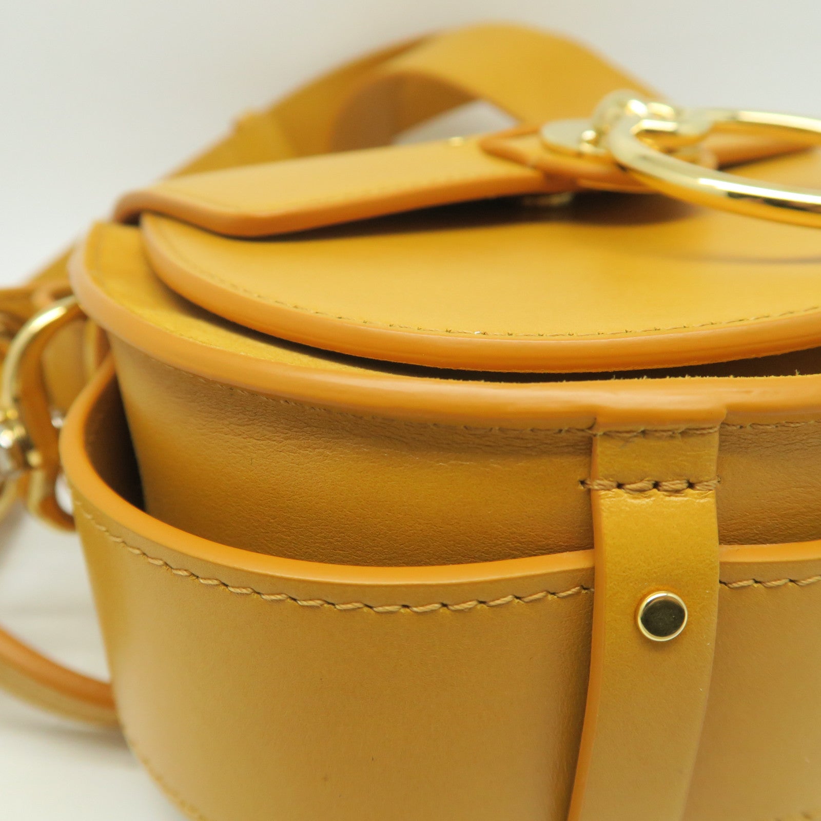Chloe Cowhide Leather Small Tess Crossbody Bag Gold Buckle Handle Shoulder Back Dual-purpose Bag Yellow