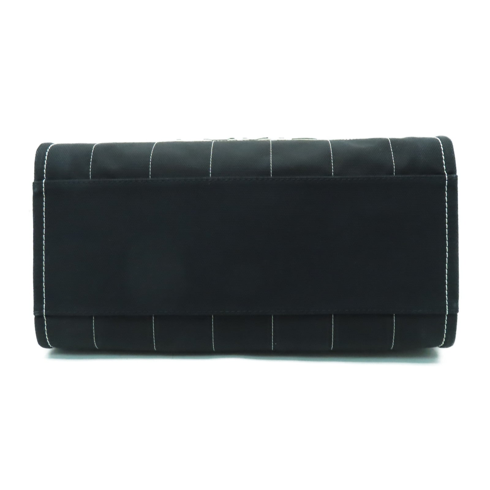 CHANEL 帆布Deauville Tote銀扣手挽肩背兩用袋黑色