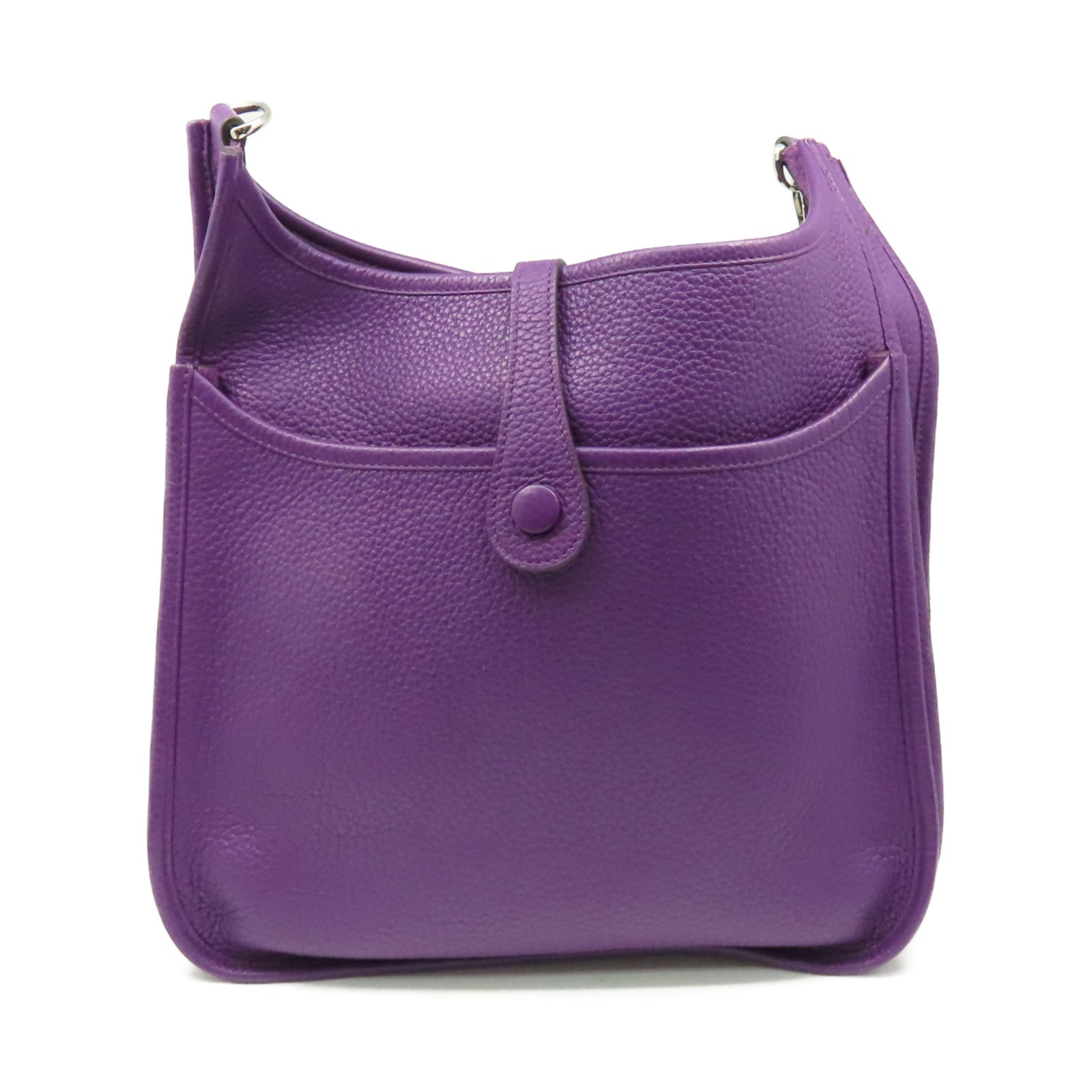 HERMES Clemence皮革Evelyne PM Shoulder Bag銀扣肩背袋Anemone海葵紫色