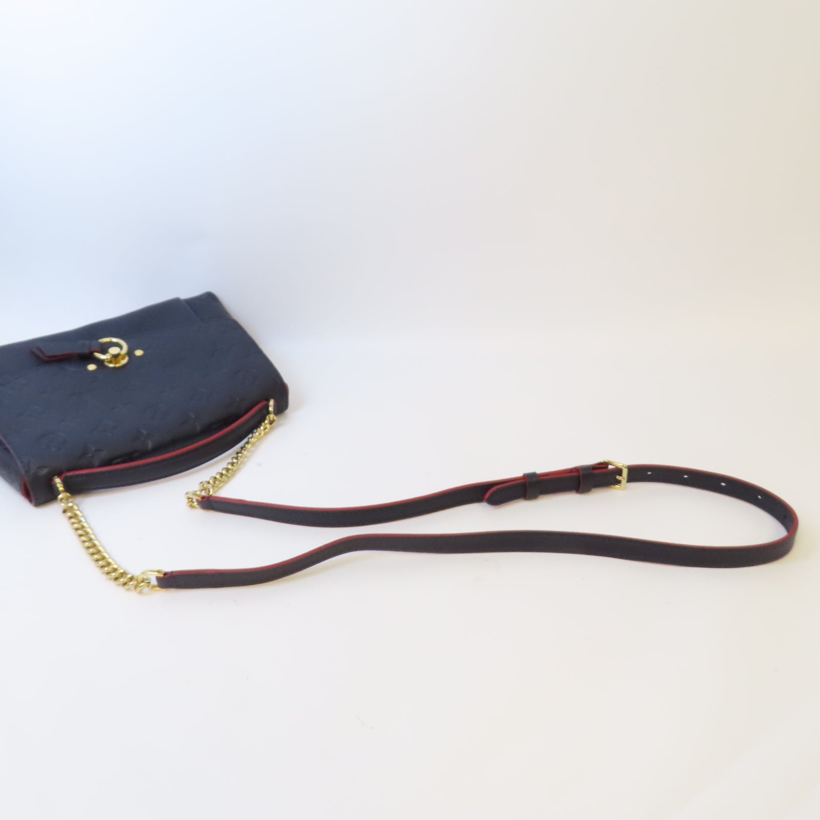 LOUIS VUITTON Mono-Empreinte Blanche BB金扣鏈帶肩背袋藍色