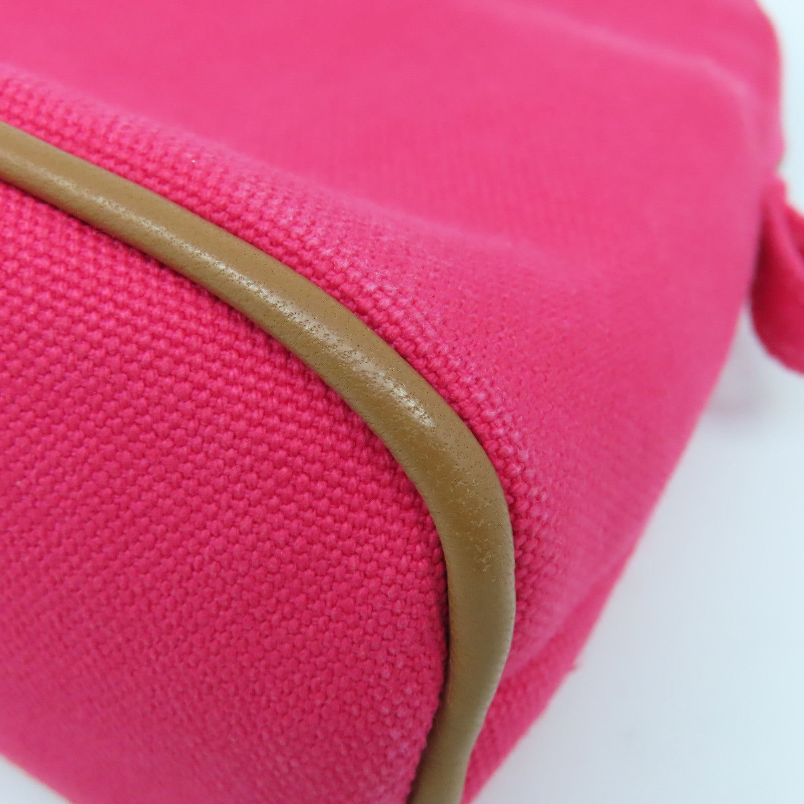 HERMES 帆布Mini Trousse Bolide銀扣手拿包粉紅色