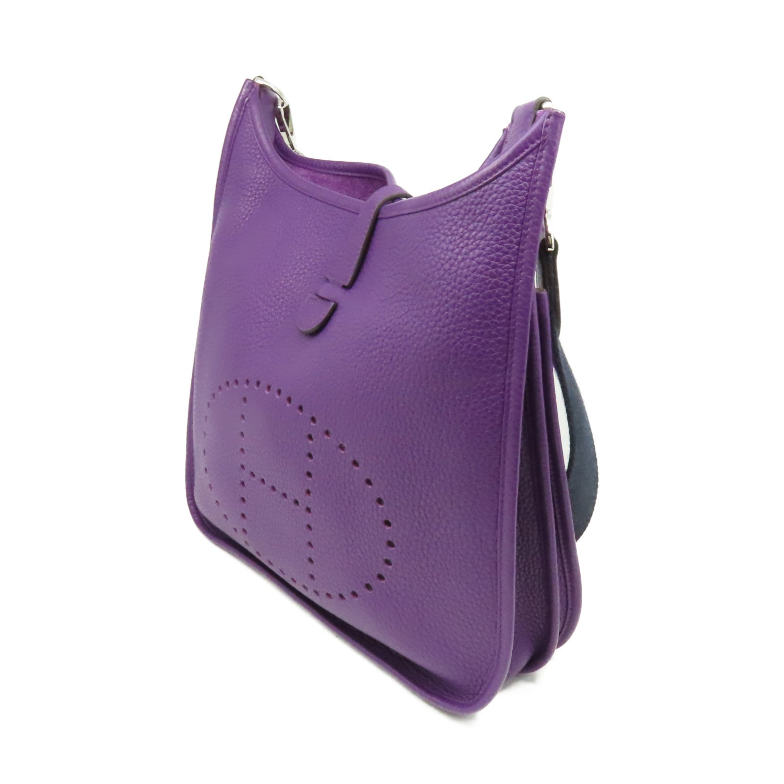 HERMES Clemence皮革Evelyne PM Shoulder Bag銀扣肩背袋Anemone海葵紫色