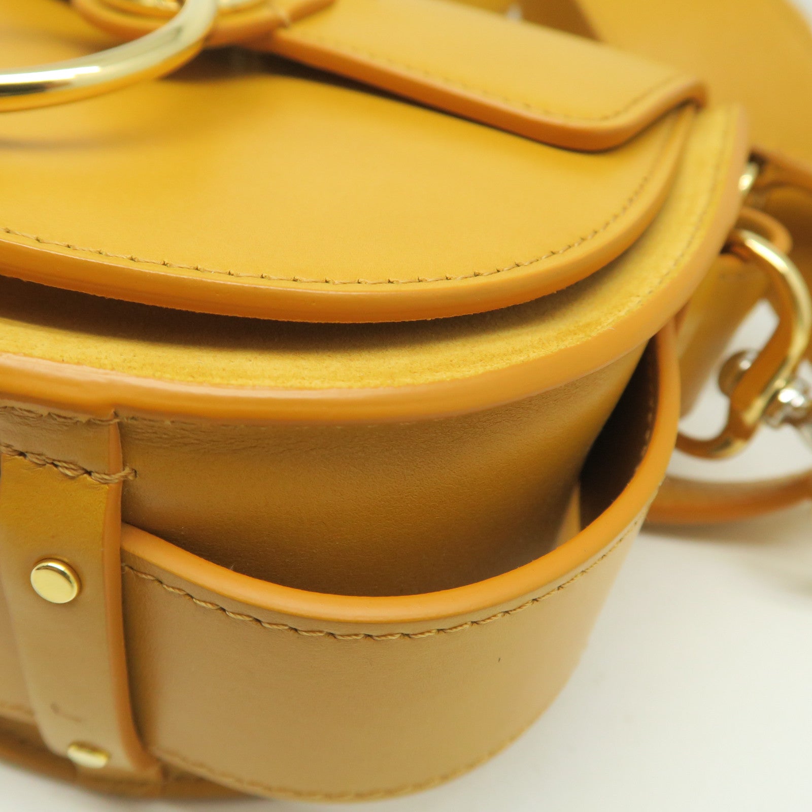 Chloe Cowhide Leather Small Tess Crossbody Bag Gold Buckle Handle Shoulder Back Dual-purpose Bag Yellow