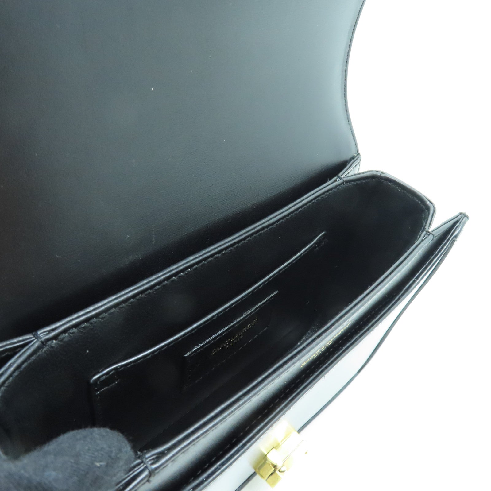 YVES SAINT LAURENT 牛皮皮革Samll Satchel In Box金扣肩背袋黑色