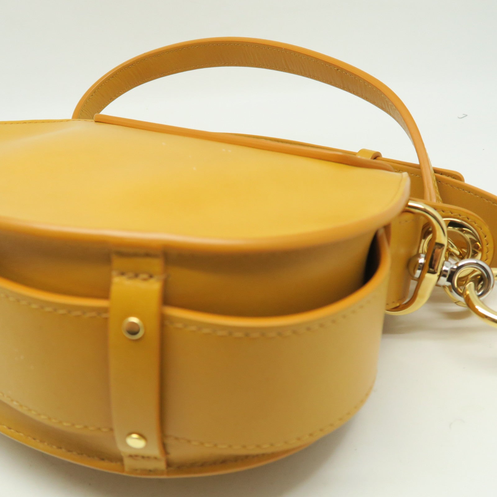Chloe Cowhide Leather Small Tess Crossbody Bag Gold Buckle Handle Shoulder Back Dual-purpose Bag Yellow