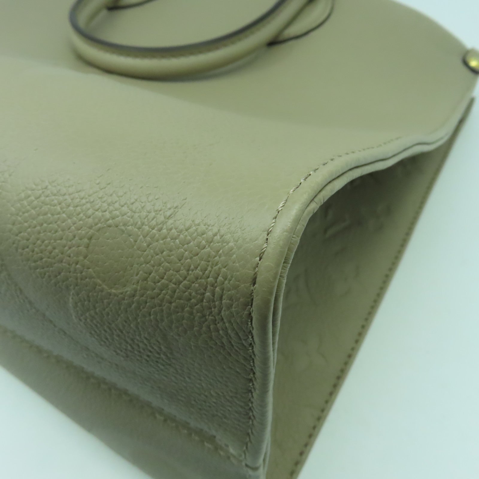 LOUIS VUITTON Monogram Empreinte On The Go MM金扣手挽肩背兩用袋米色