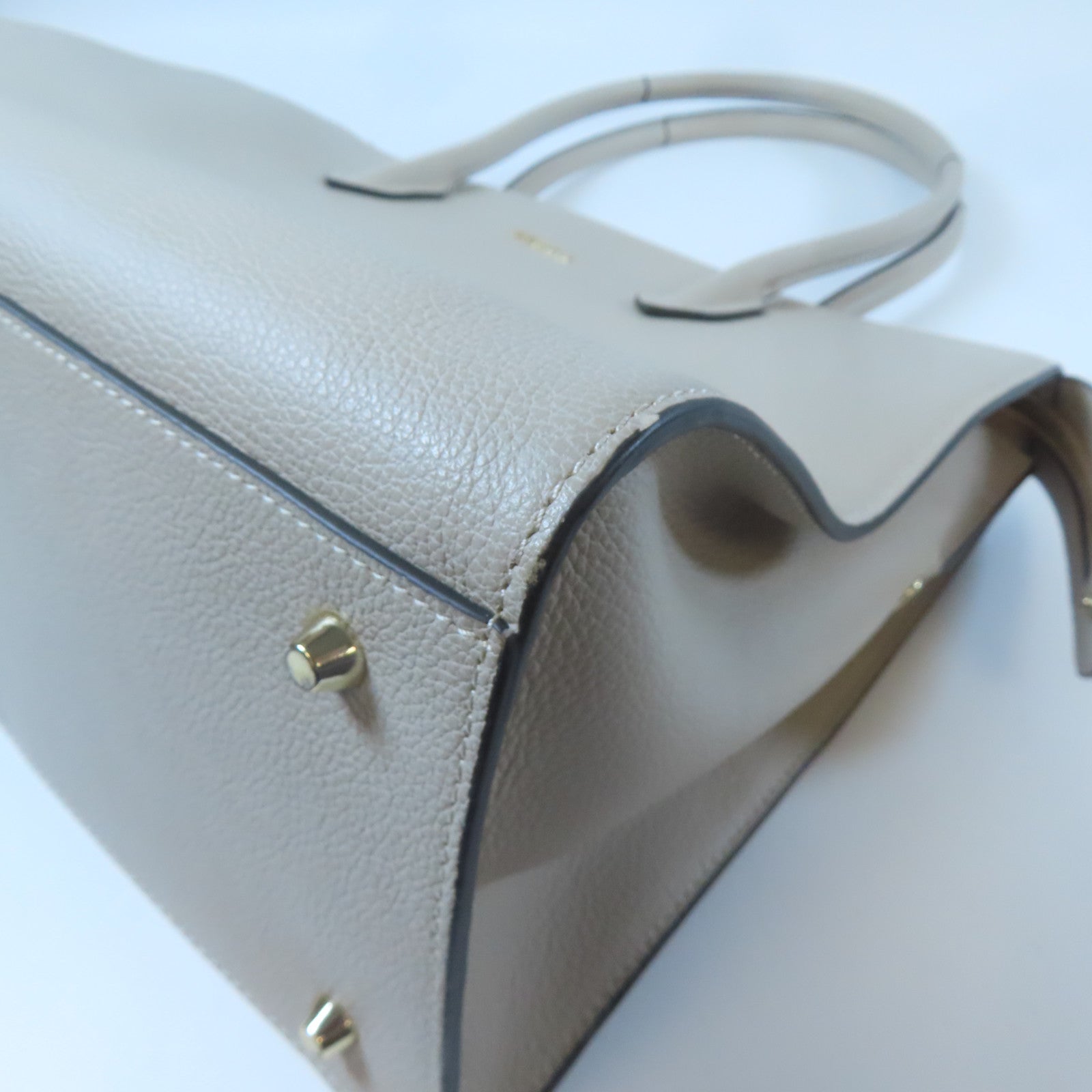 Furla 牛皮皮革Tote Bag金扣肩背袋淺褐色