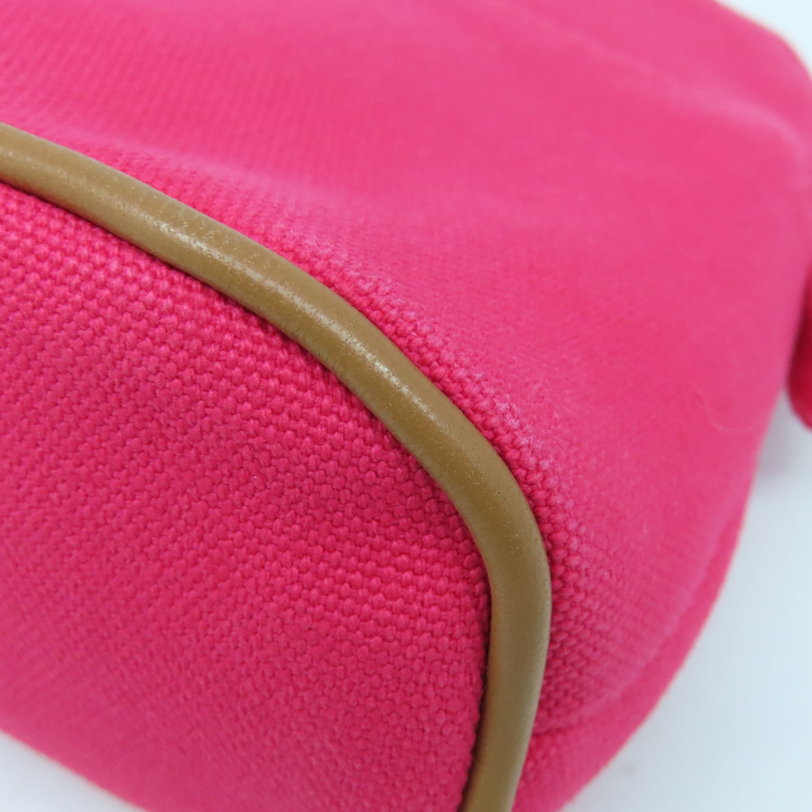 HERMES 帆布Mini Trousse Bolide銀扣手拿包粉紅色