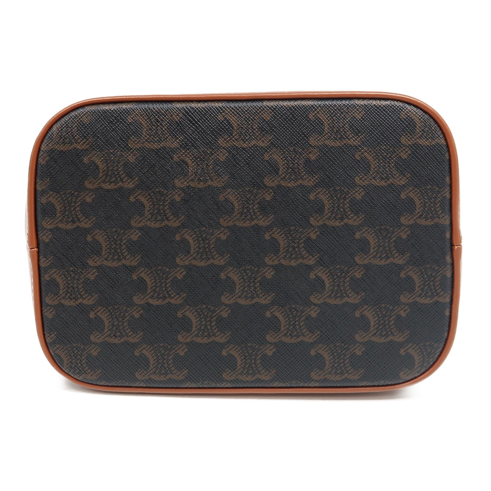 CELINE 塗層帆布Small Triomphe Bucket金扣肩背袋啡色
