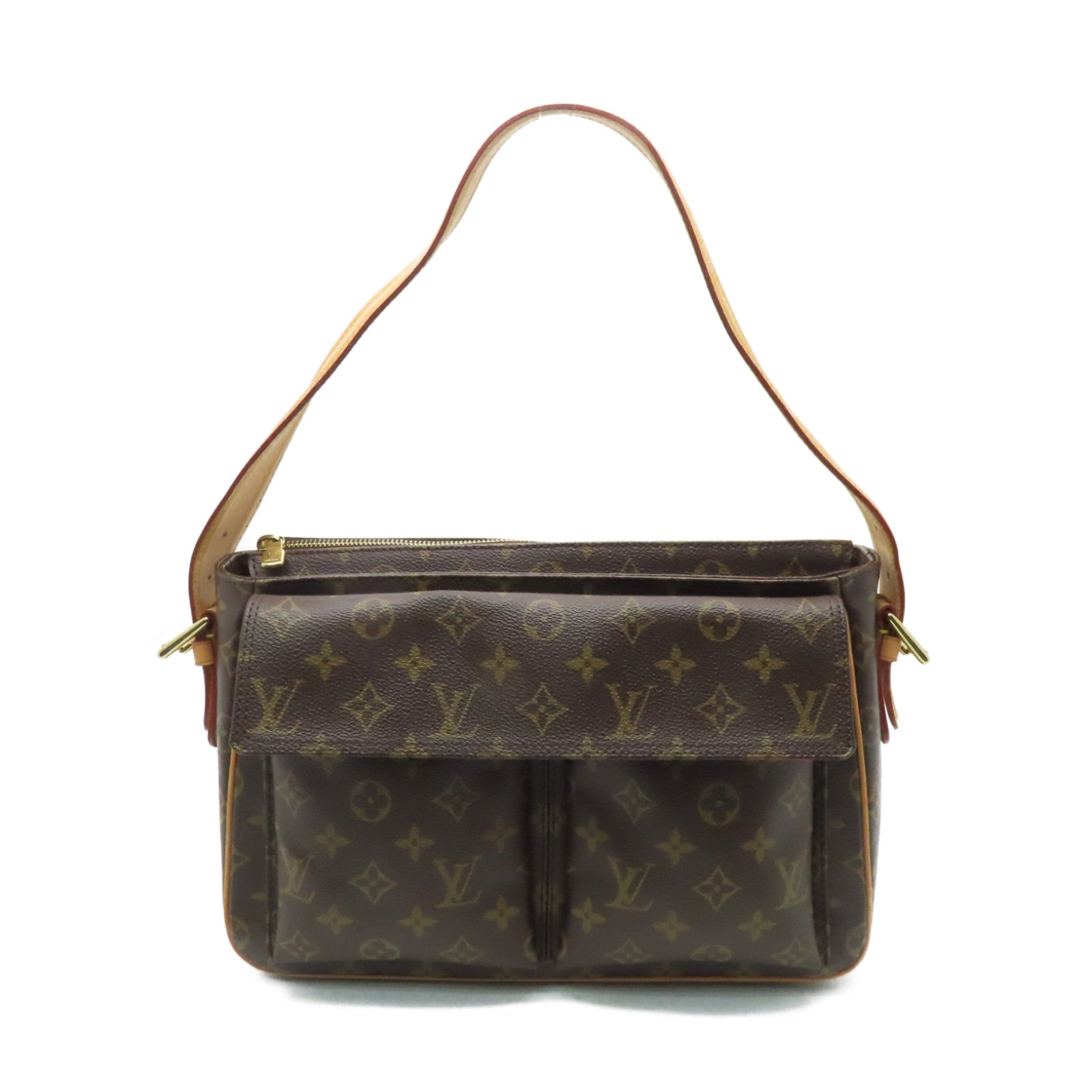 LOUIS VUITTON Monogram Viva Cite GM金扣肩背袋棕色