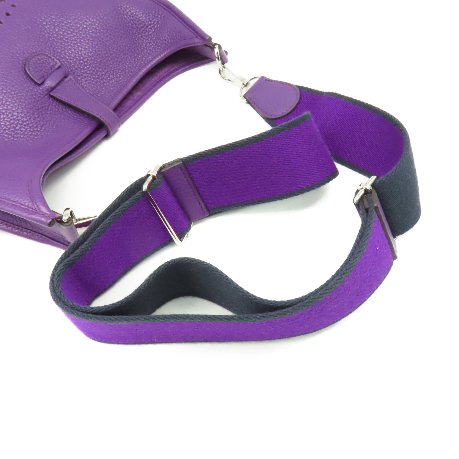 HERMES Clemence皮革Evelyne PM Shoulder Bag銀扣肩背袋Anemone海葵紫色