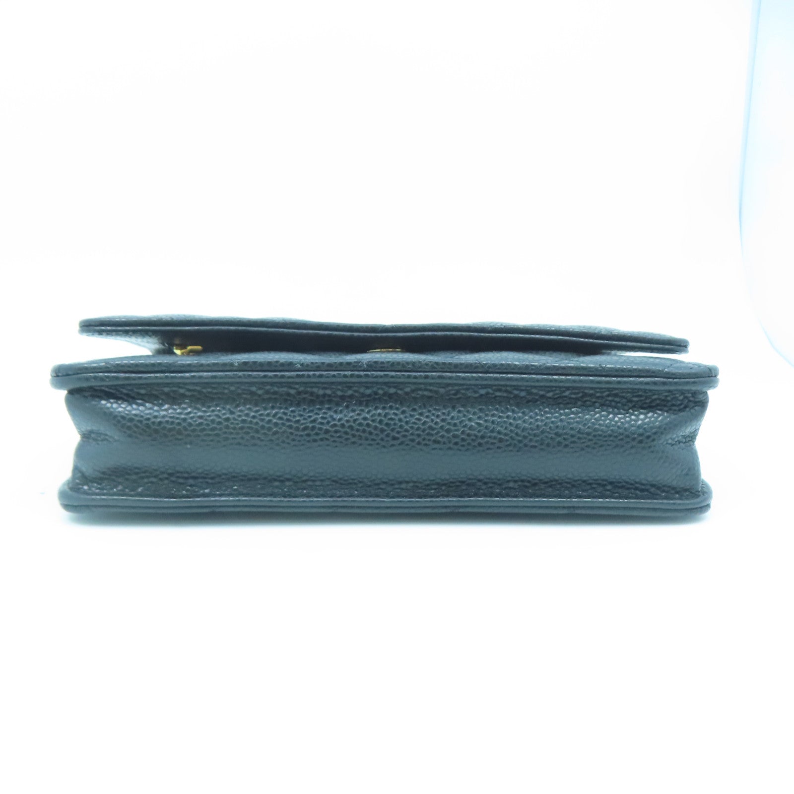 CHANEL 菱格Caviar皮革Wallet On Chain金扣鏈帶肩背袋黑色