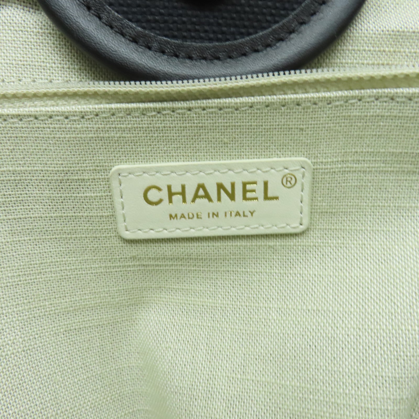 CHANEL 帆布Deauville Tote銀扣手挽肩背兩用袋黑色