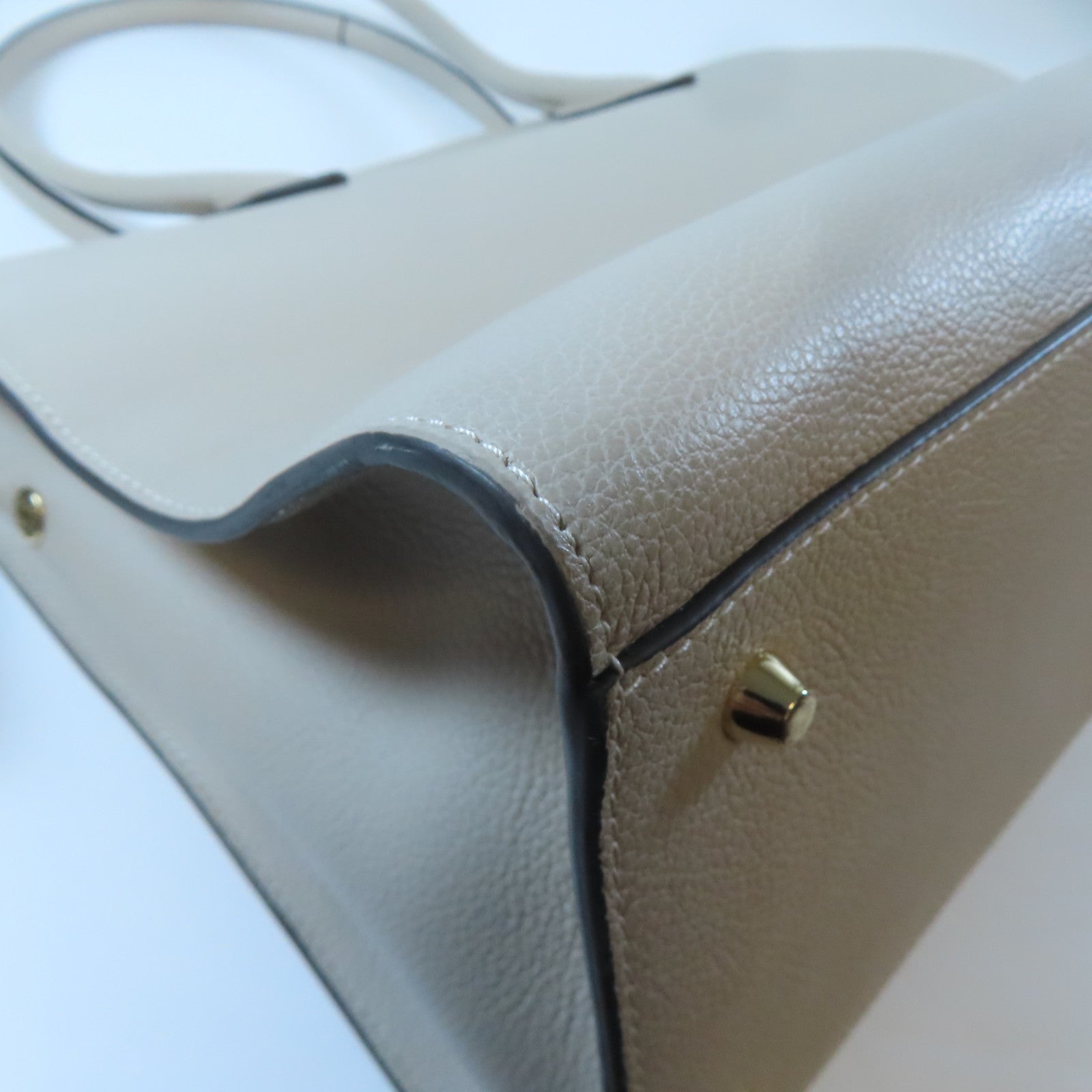 Furla 牛皮皮革Tote Bag金扣肩背袋淺褐色