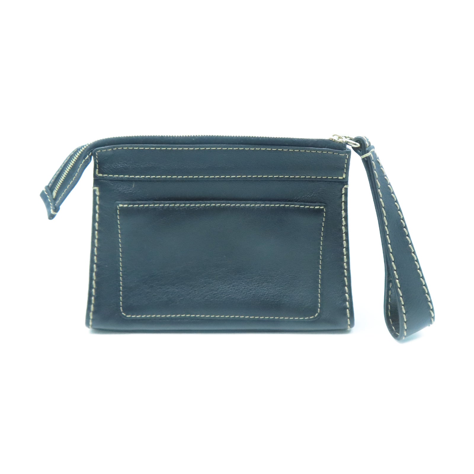 Chloe Leather Pouch Gold Buckle Clutch Black