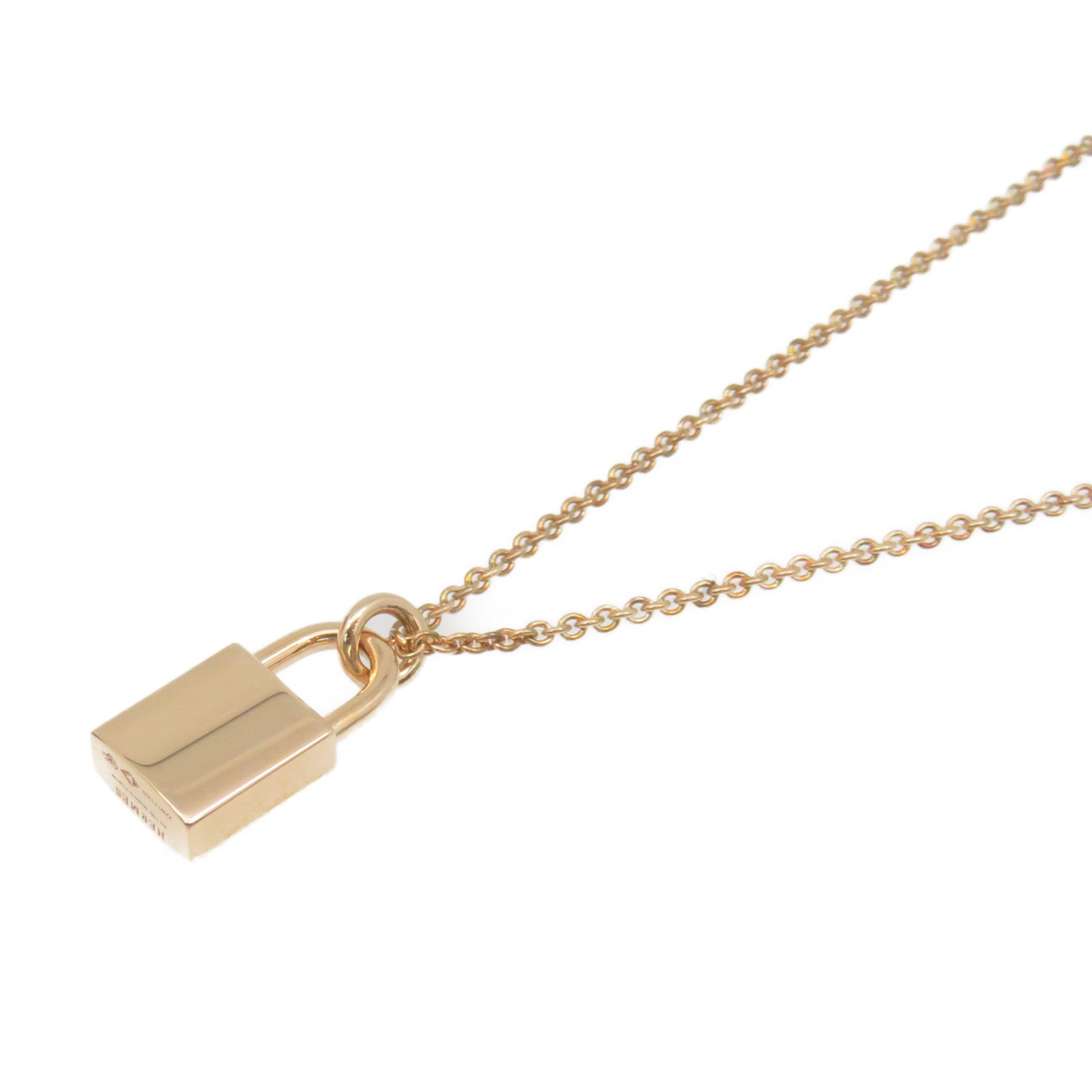 HERMES 18K玫瑰金Kelly Cadenas Pendant Necklace項鏈