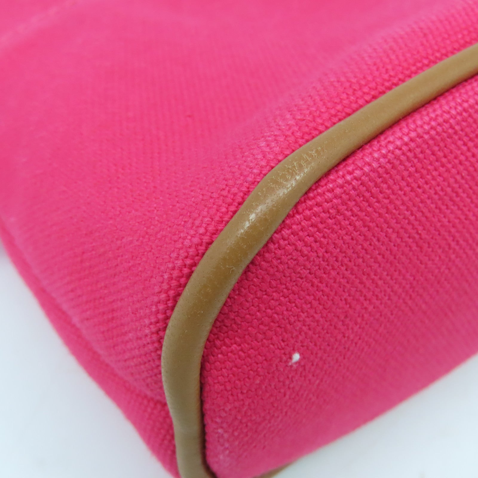HERMES 帆布Mini Trousse Bolide銀扣手拿包粉紅色