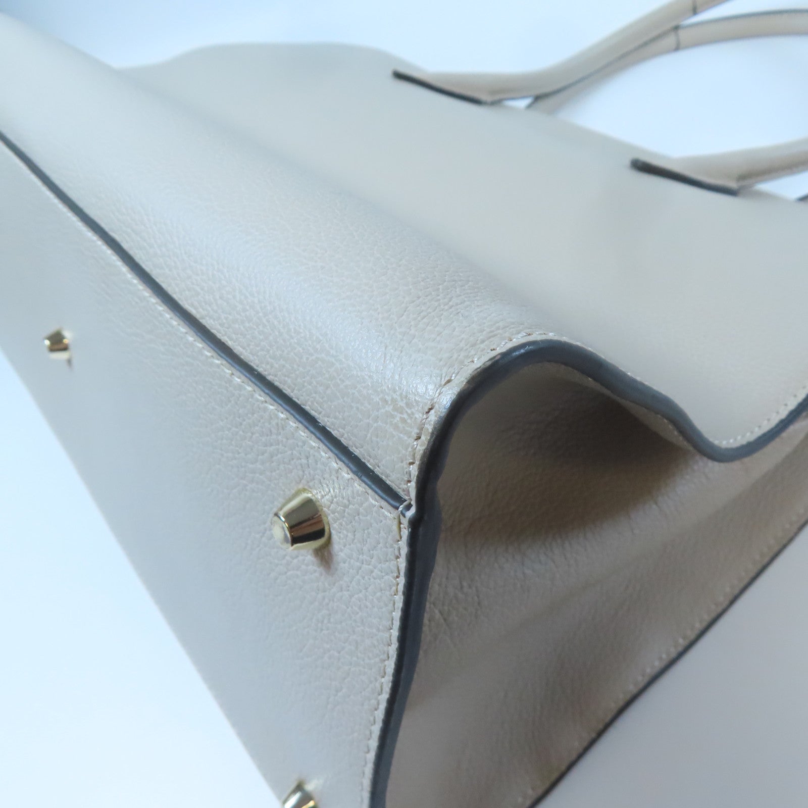 Furla 牛皮皮革Tote Bag金扣肩背袋淺褐色