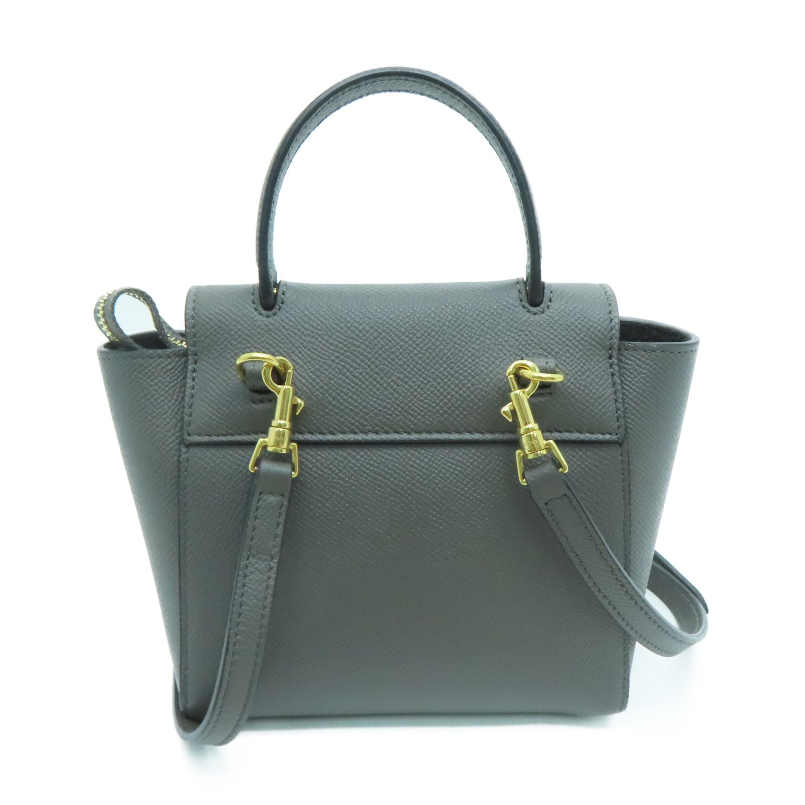 CELINE 牛皮皮革Pico Belt Bag金扣手挽肩背两用袋灰色
