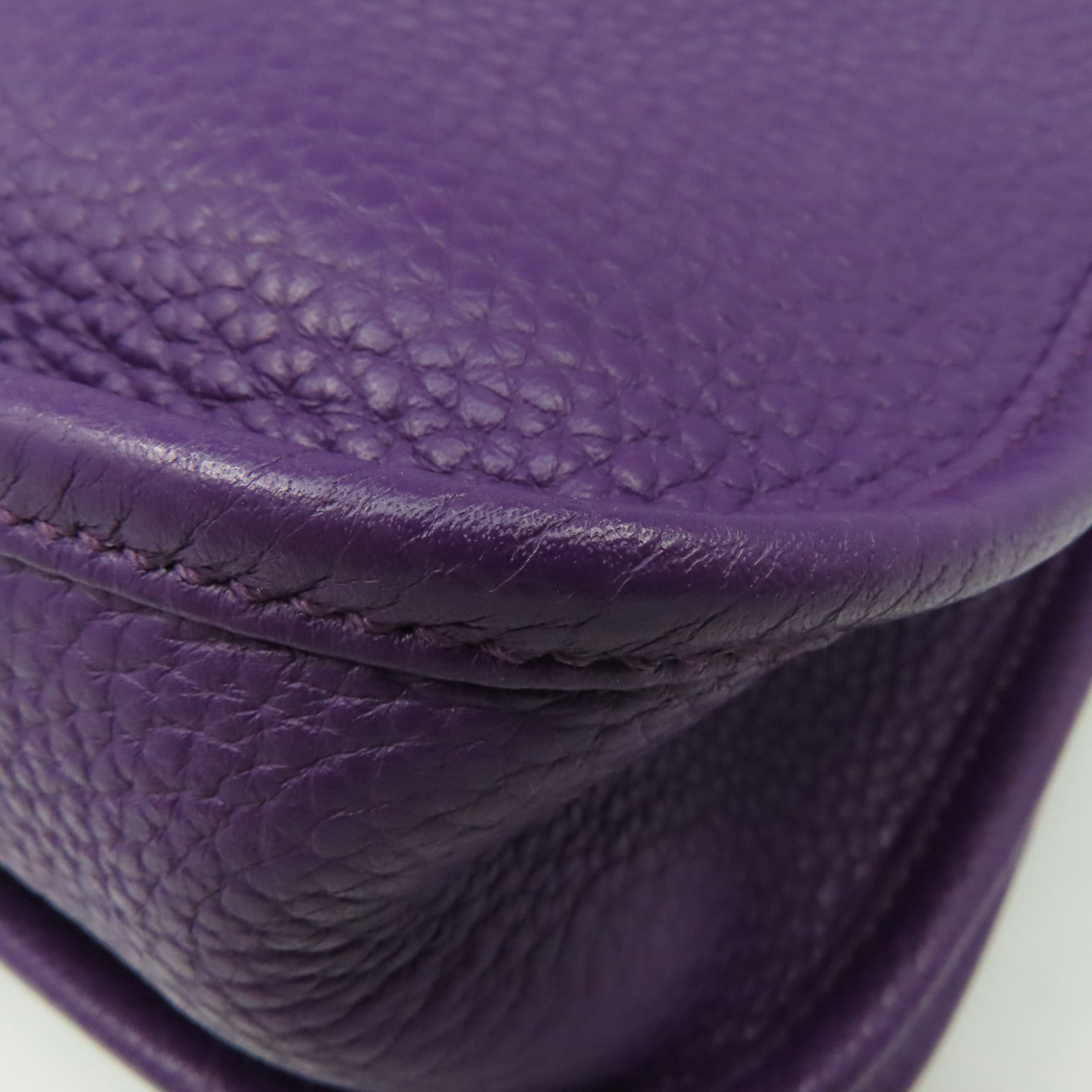HERMES Clemence皮革Evelyne PM Shoulder Bag銀扣肩背袋Anemone海葵紫色