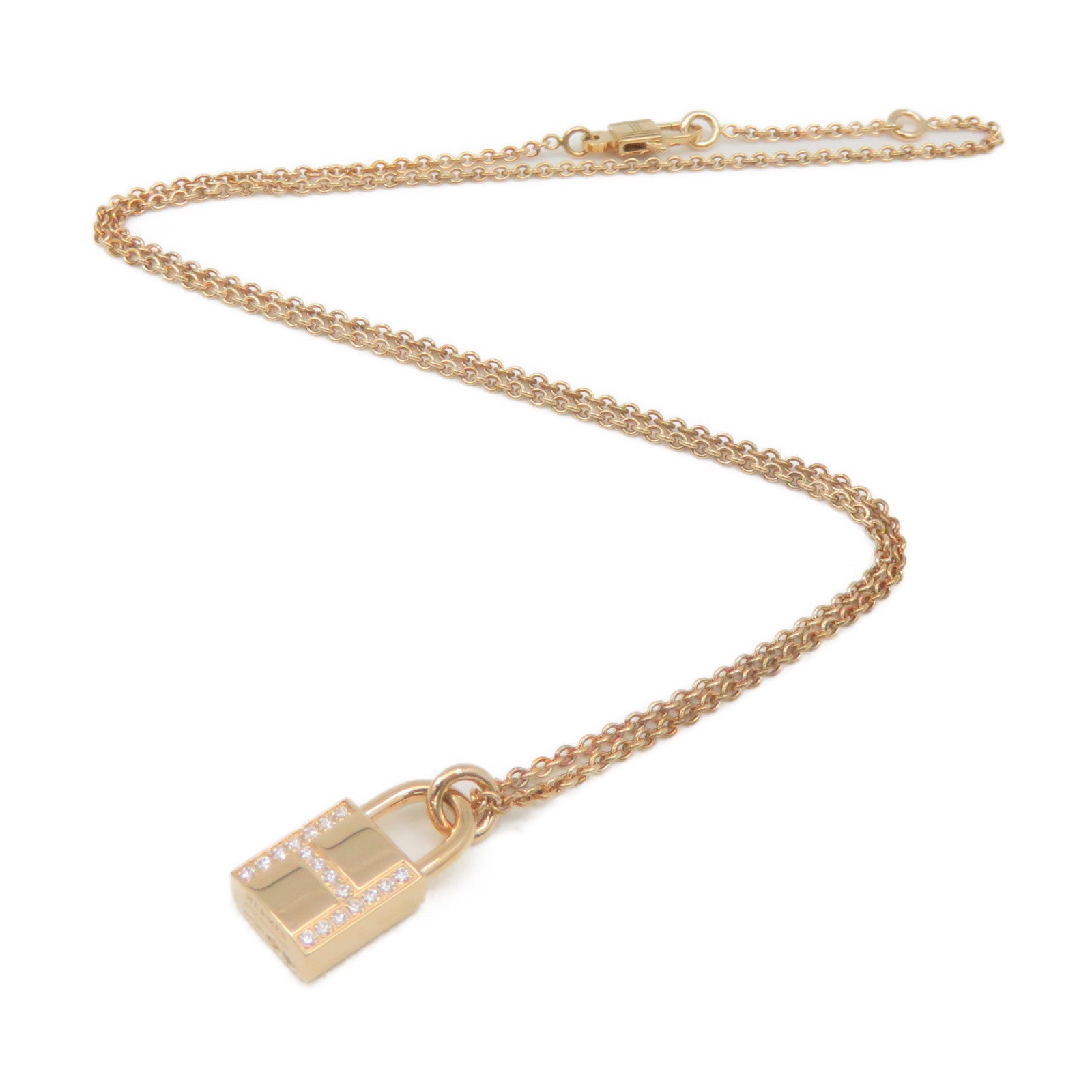 HERMES 18K玫瑰金Kelly Cadenas Pendant Necklace項鏈