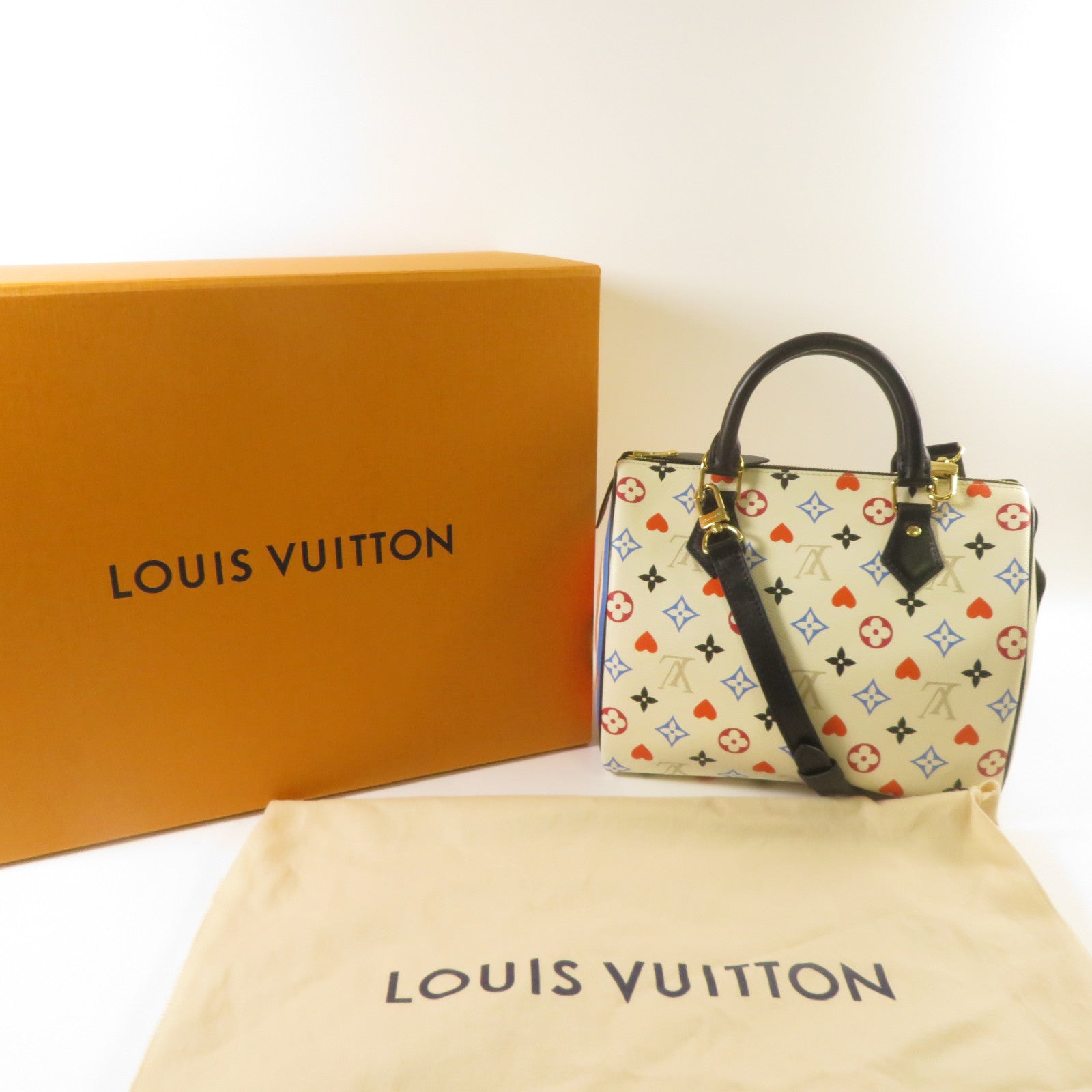 LOUIS VUITTON Monogram Game On Speedy Bandouliere金扣手挽肩背兩用袋白色