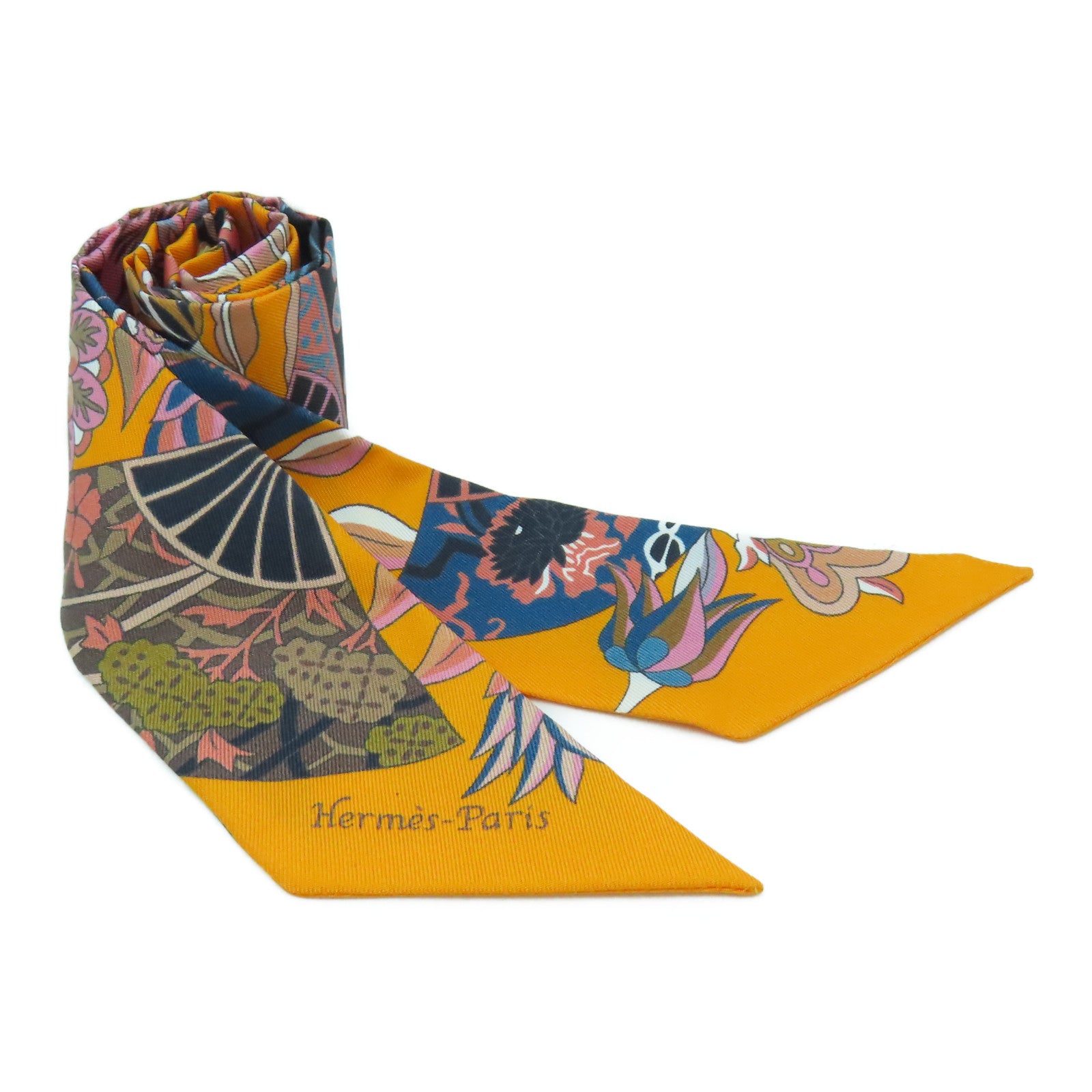 HERMES 【激減優惠】絲質Twilly絲巾橘色