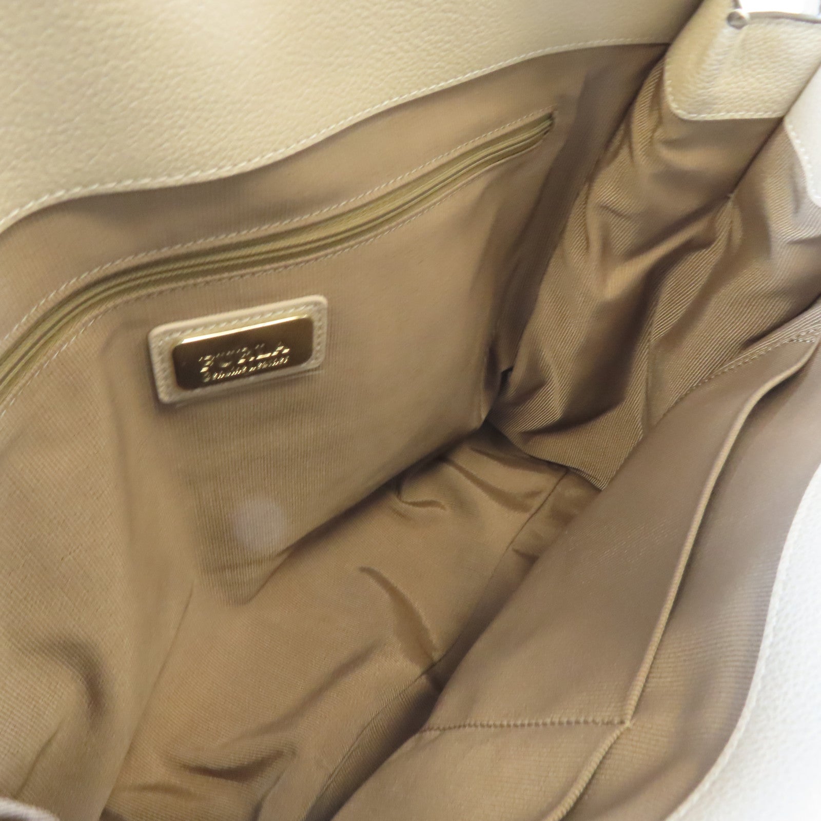 Furla 牛皮皮革Tote Bag金扣肩背袋淺褐色