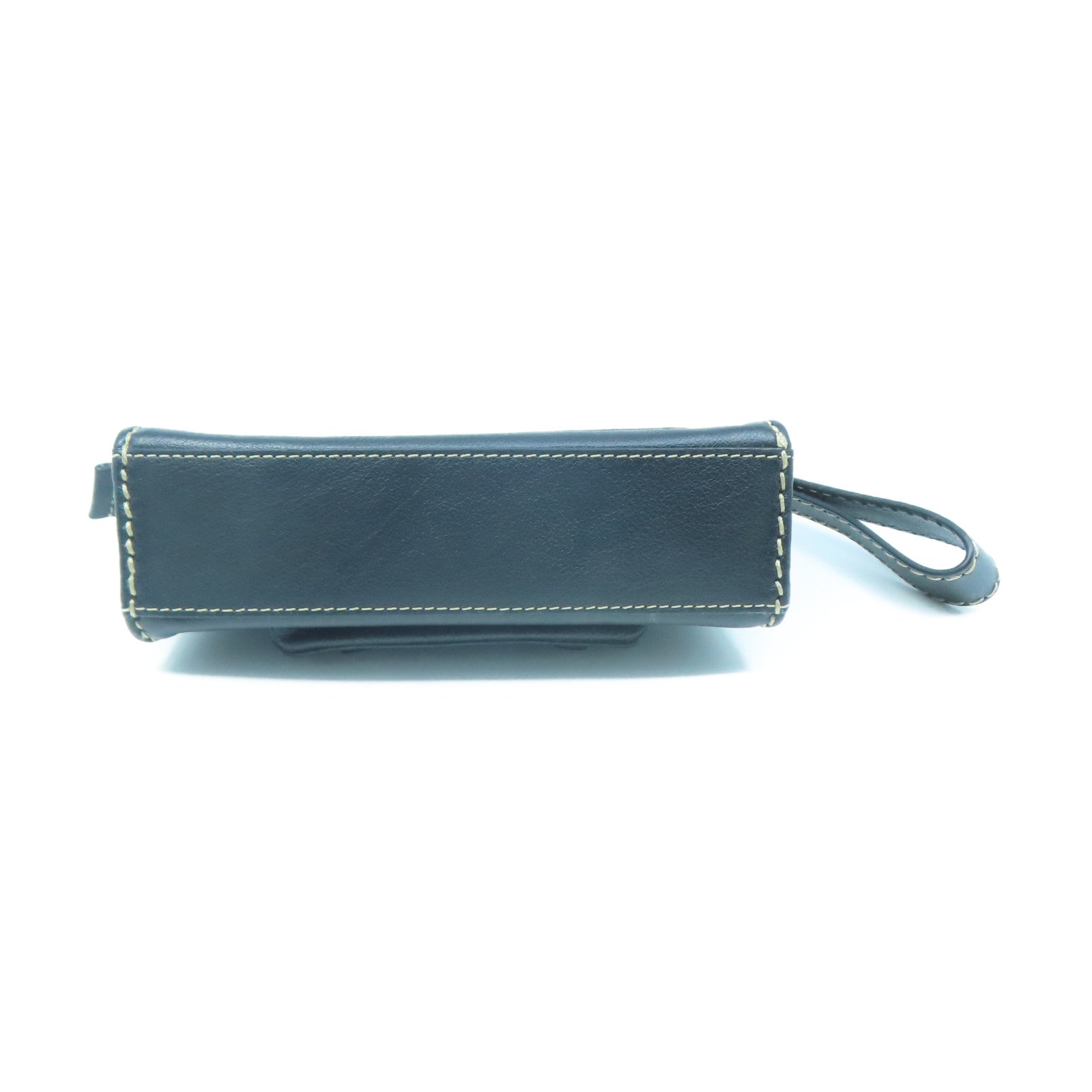 Chloe Leather Pouch Gold Buckle Clutch Black