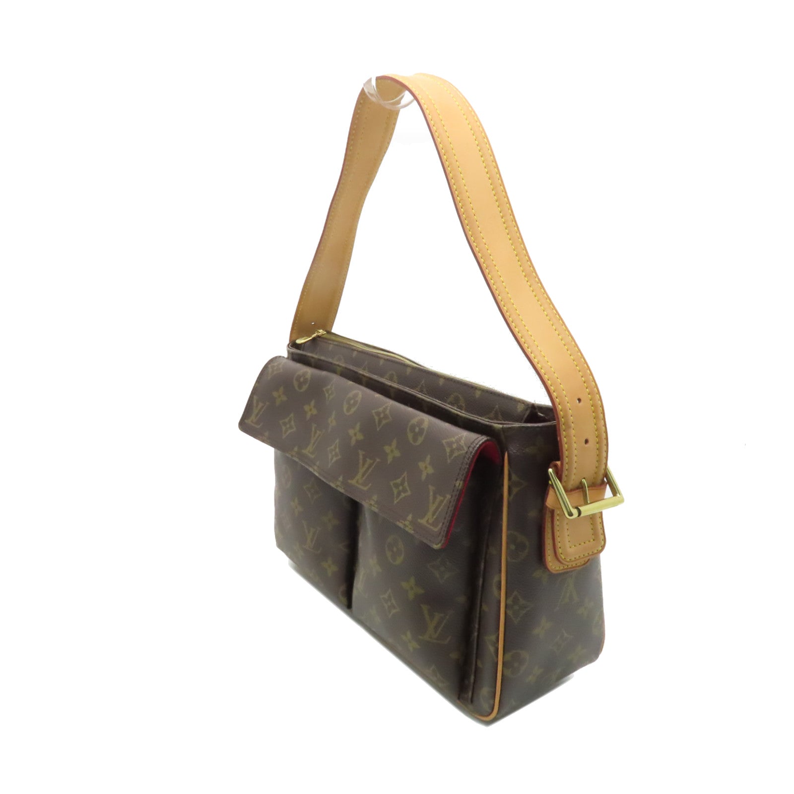 LOUIS VUITTON Monogram Viva Cite GM金扣肩背袋棕色