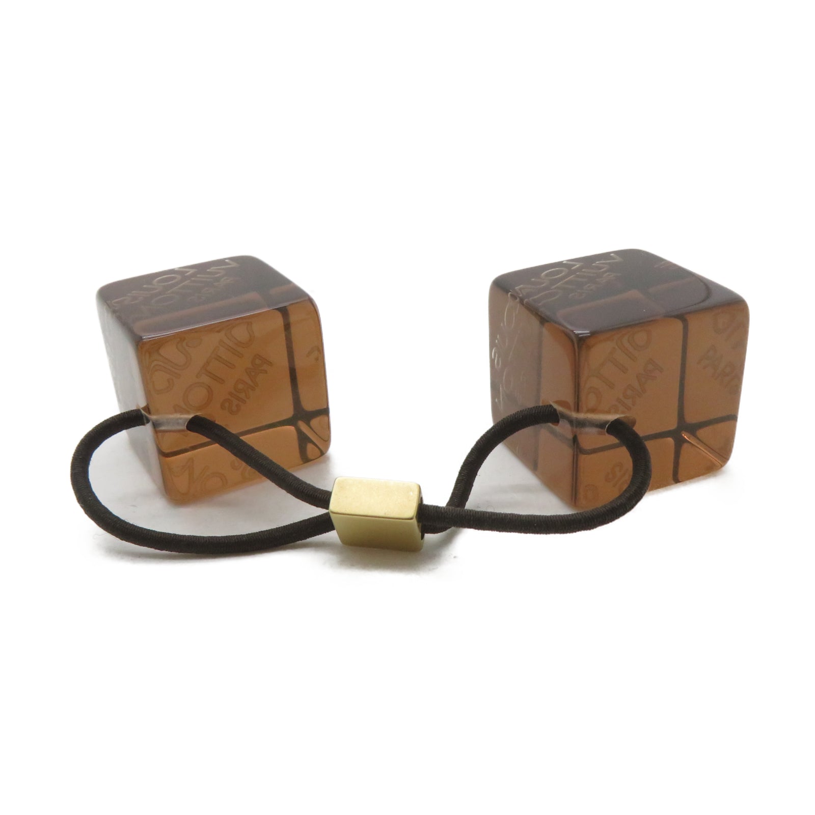 LOUIS VUITTON PVC Hair Cube金扣髮圈啡色