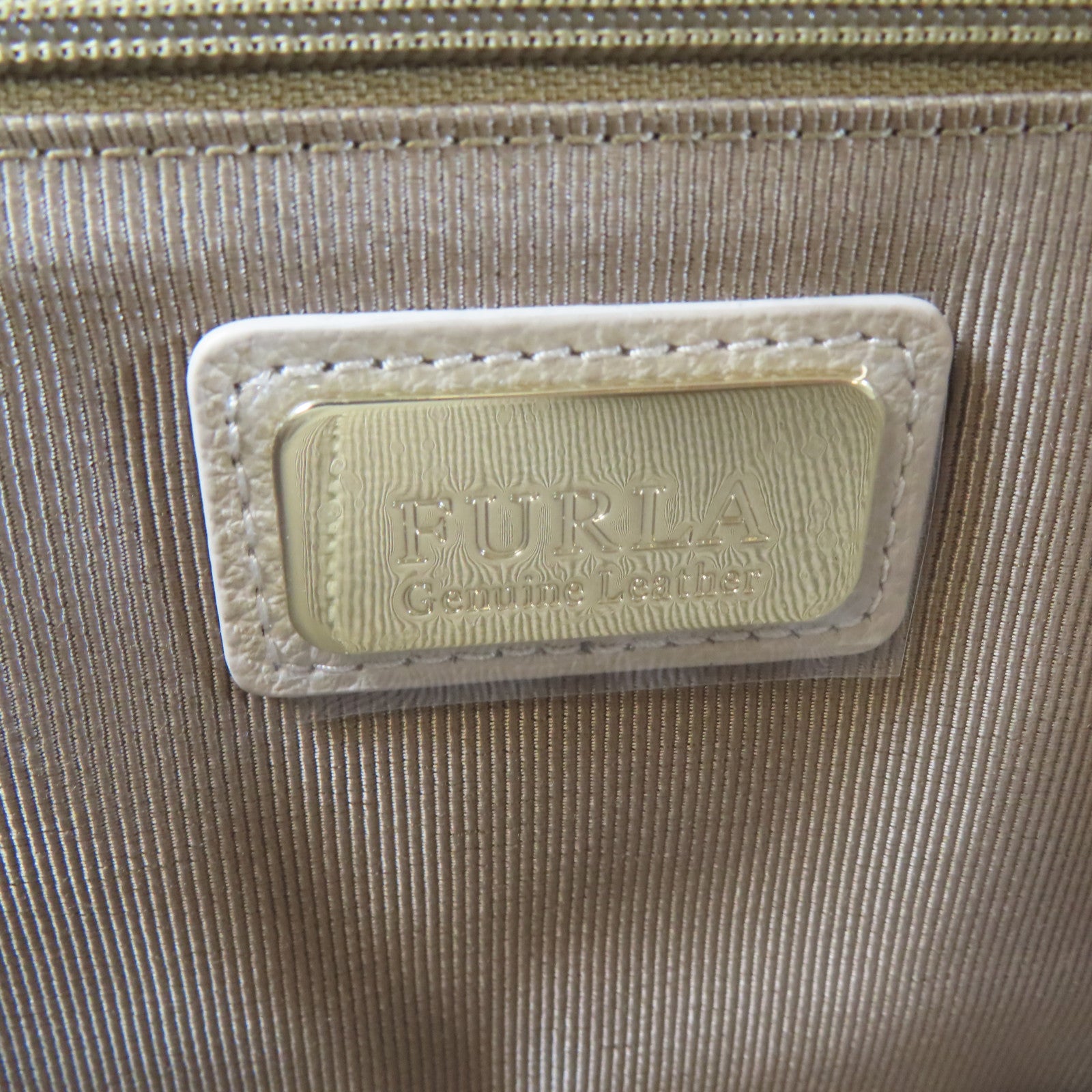 Furla 牛皮皮革Tote Bag金扣肩背袋淺褐色