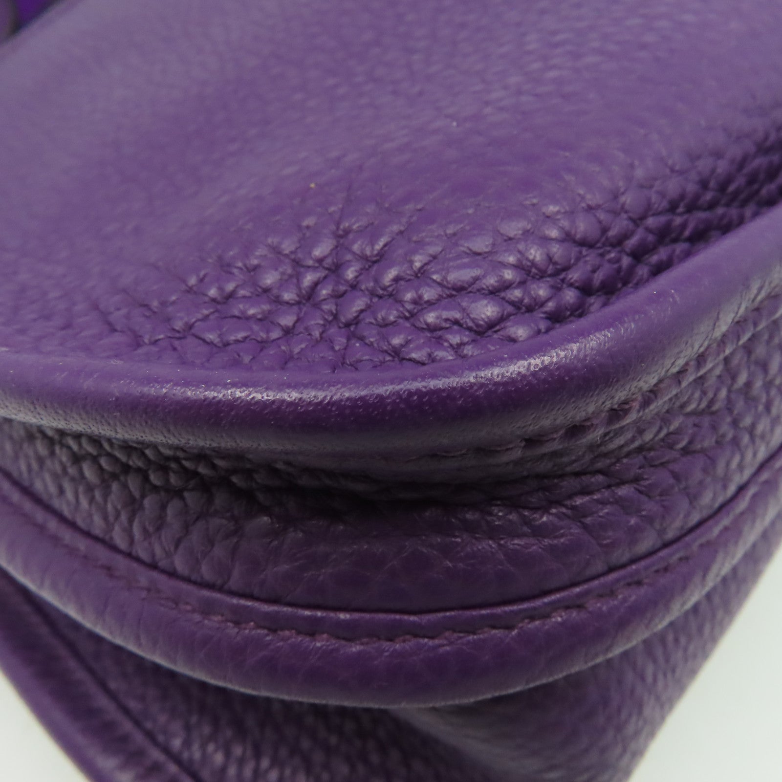 HERMES Clemence皮革Evelyne PM Shoulder Bag銀扣肩背袋Anemone海葵紫色