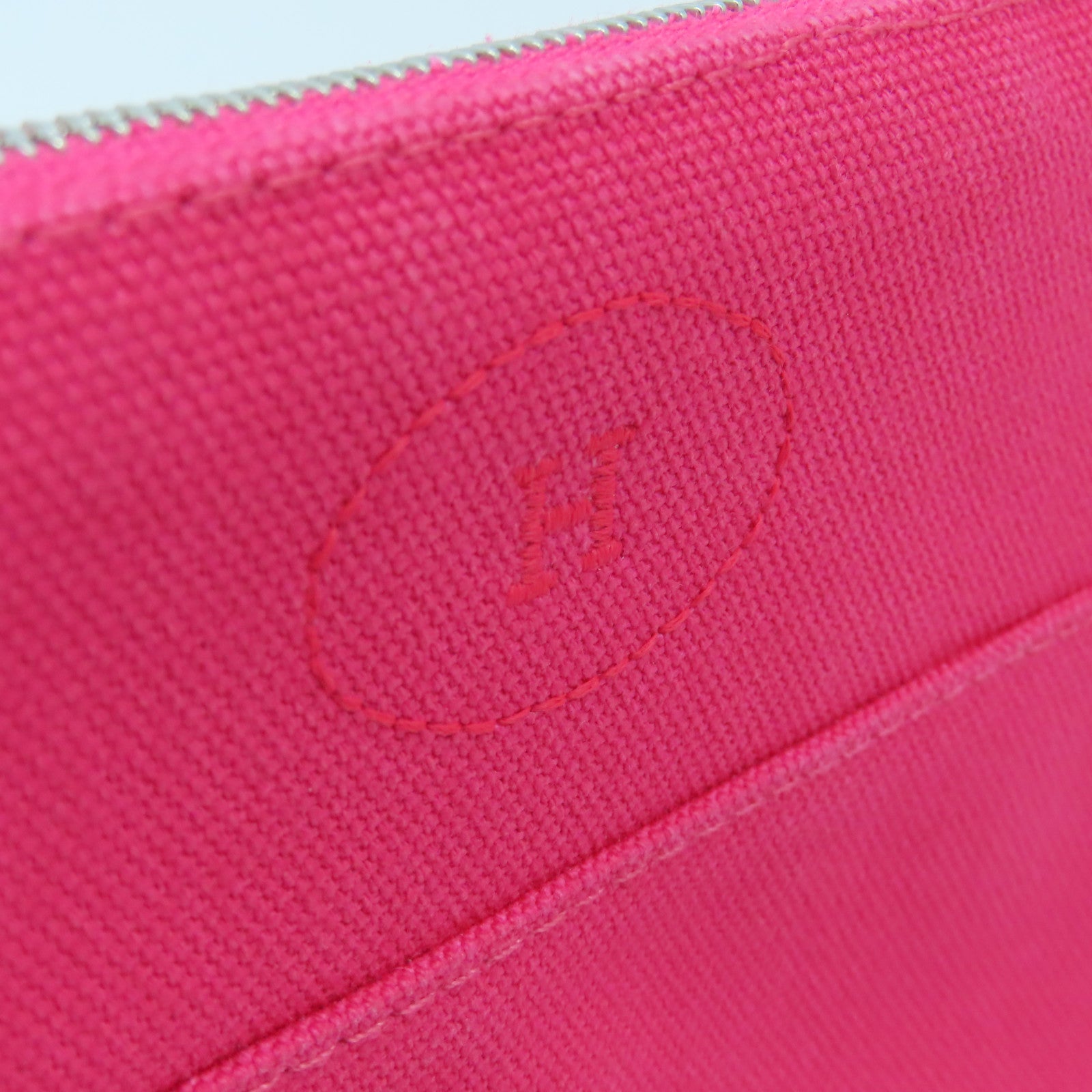 HERMES 帆布Mini Trousse Bolide銀扣手拿包粉紅色