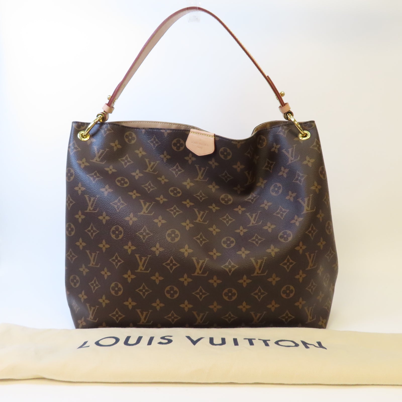 LOUIS VUITTON Monogram Graceful MM金扣肩背袋啡色