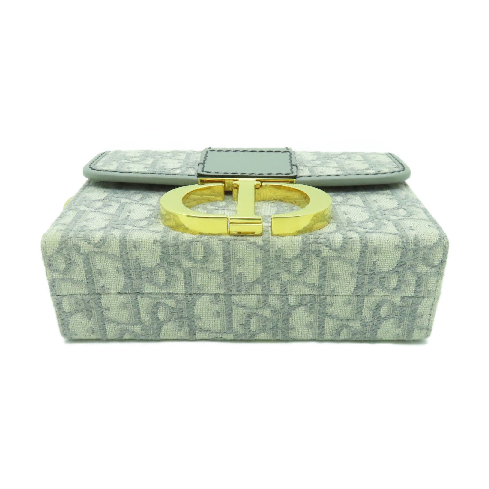 Dior 帆布30 Montaigne金扣肩背袋灰色