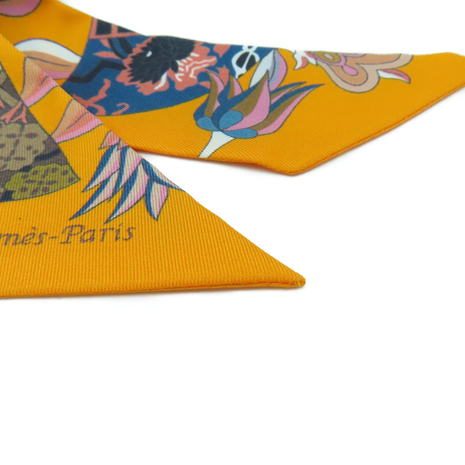 HERMES 【激減優惠】絲質Twilly絲巾橘色